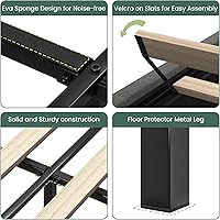 Vista 6 de LARMACE - Base de cama tamaño queen con cajones de almacenamiento y cabecera con respaldo, base de cama tapizada en lino con listones de madera