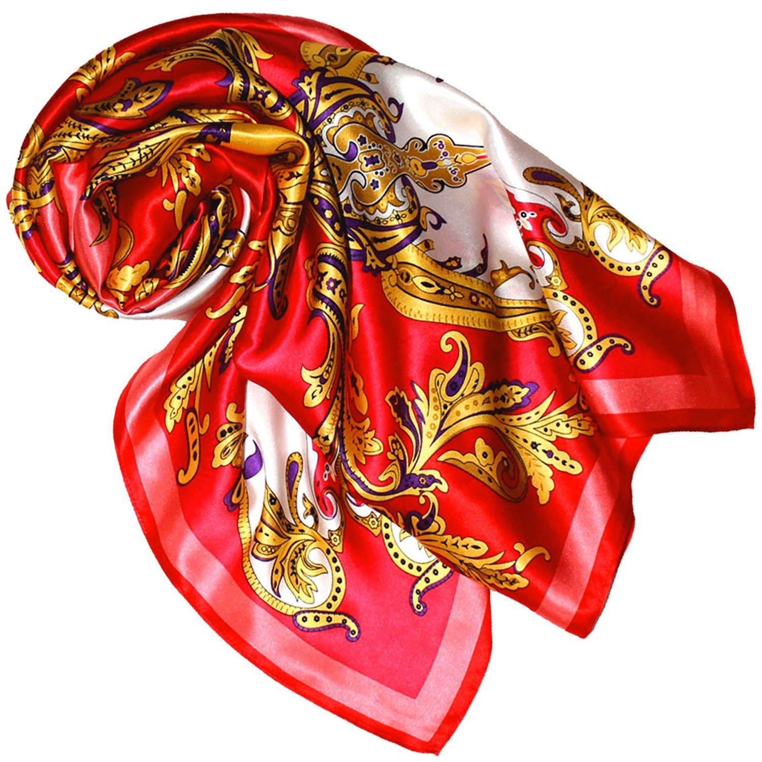 LORENZO CANA Luxus Damen Seidentuch aufwändig bedruckt Tuch 100% Seide harmonische Farben Damentuch Schaltuch 8902688, Gelb Weiss Rosa, 90 x 90 cm