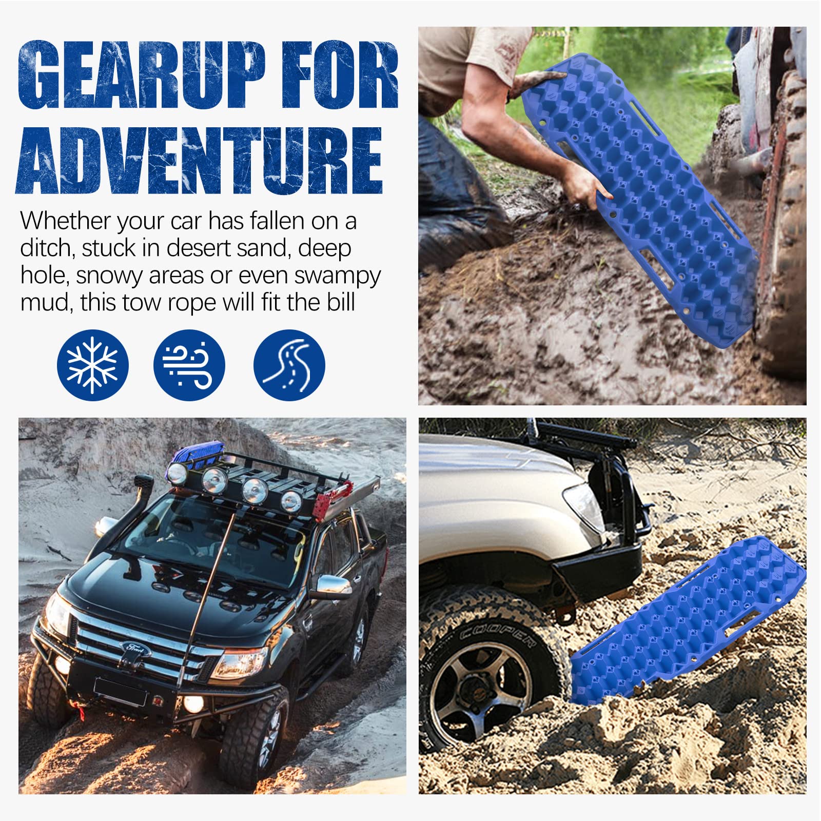 Mud Ramp BUNKER INDUST Off Road Traction Boards, Pair Recovery Tracks Traction ...
