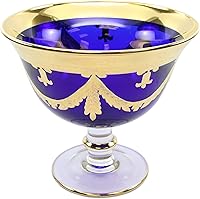 Vista 2 de Italian Collection Crystal Campana - Cuenco para centro de mesa, borde de oro de 24 quilates, patrón de lujo vintage