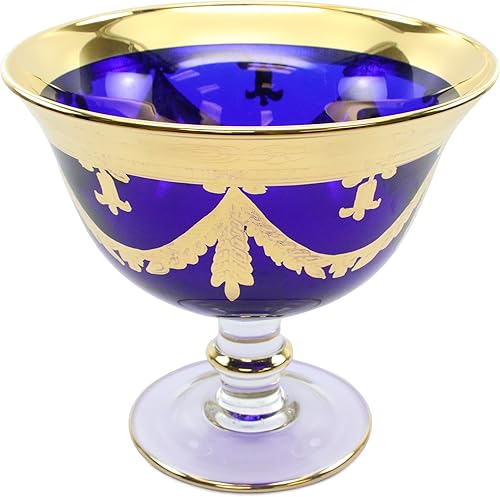 Miniatura 2 de Italian Collection Crystal Campana - Cuenco para centro de mesa, borde dorado, diseño vintage de lujo