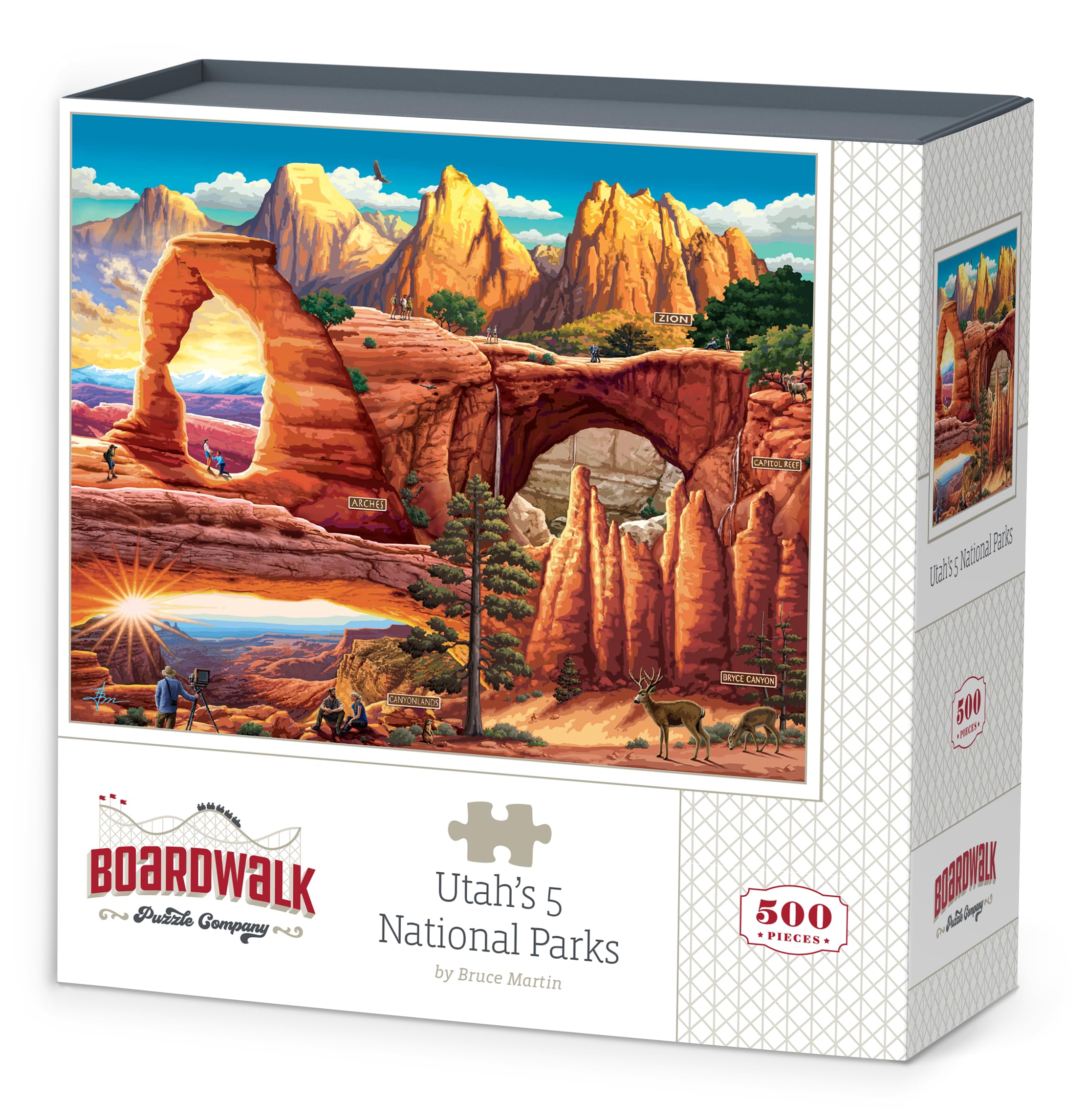 Boardwalk Puzzles Utah's 5 National Parks, 500 Piece Jigsaw Puzzle for Adults, Made in USA