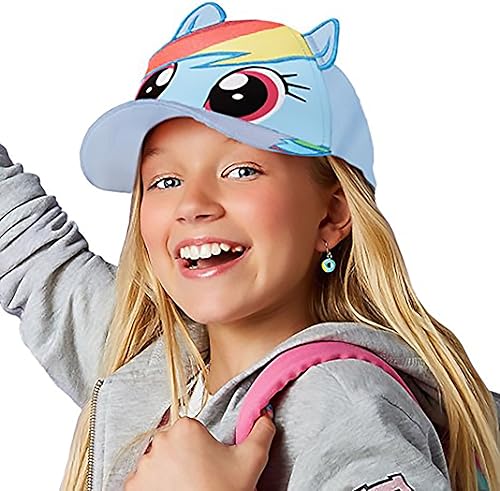 Miniatura 3 de Hasbro Little Girls My Little Pony - Gorra de béisbol de algodón, diseño de arco iris, orejas dimensionales, edad de 2 a 7 años, Azul