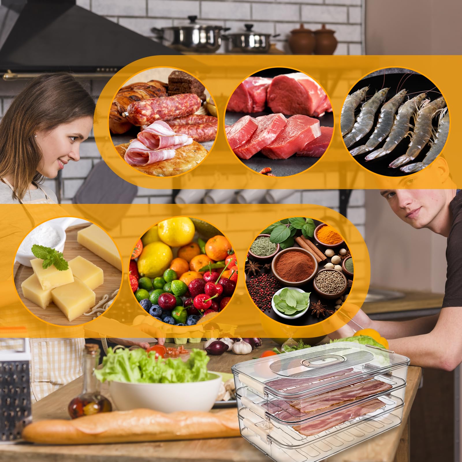 Cold Cuts Organizer Set Of 3 Stackable Deli Meat Containers - BPA-Free ...