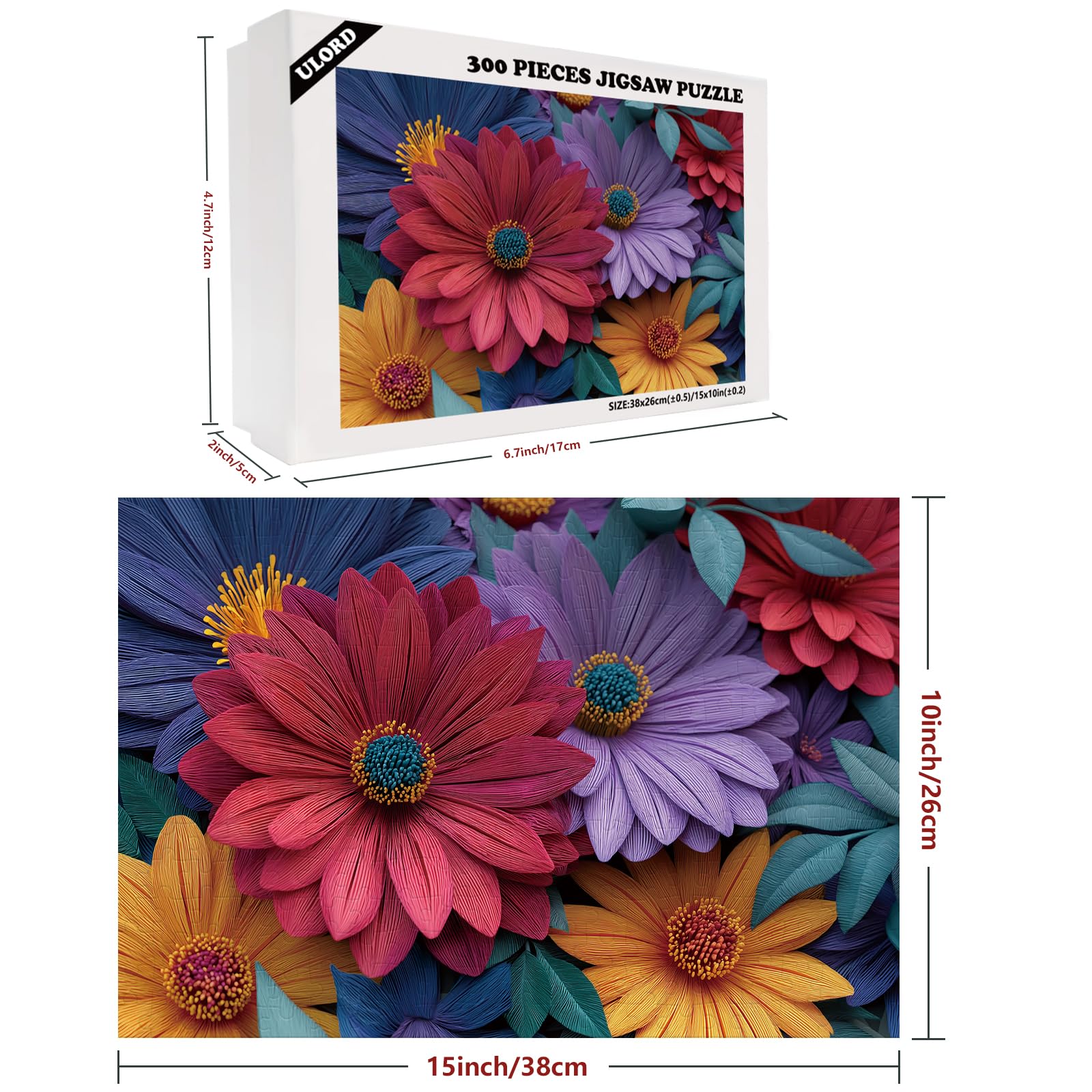 Great Jigsaw Puzzles for Adults 300 Pieces Colorful Daisy Flower Puzzles for Adults Toys Gift Family Decoration Kids Puzzle - Image 2