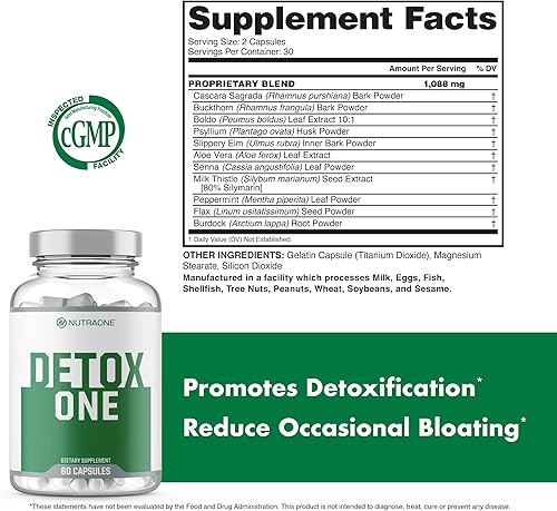 Miniatura 5 de NutraOne DetoxOne 30 días de limpieza desintoxicante extra fuerte apoya la función digestiva saludable y la pérdida de peso | Promueve la