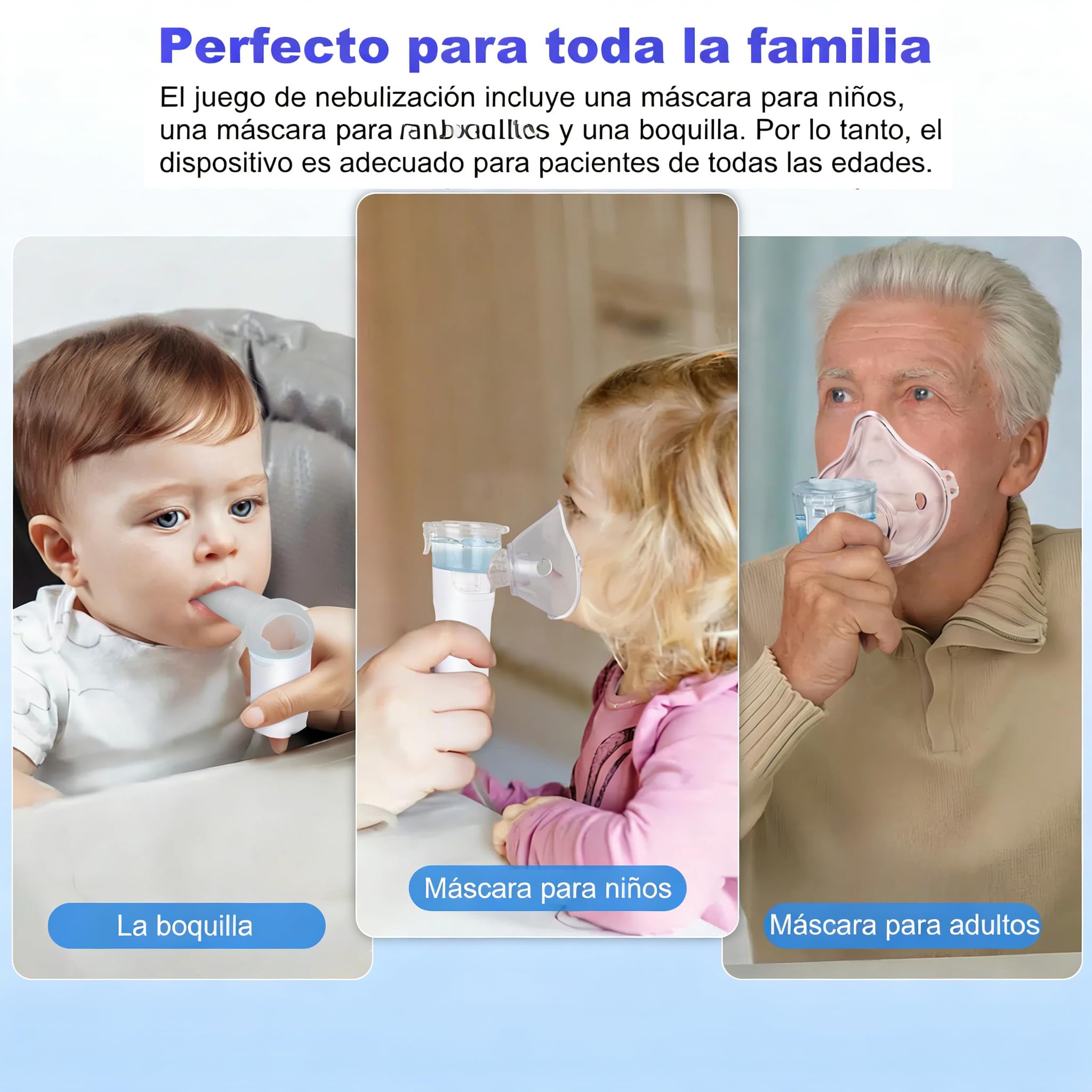 Nebulizador Portátil Silencioso para Adultos y Niños con Pantalla Digital, 2 Modos de Nebulización, Carga USB-C Inhalador, Ideal para Casa y Viaje