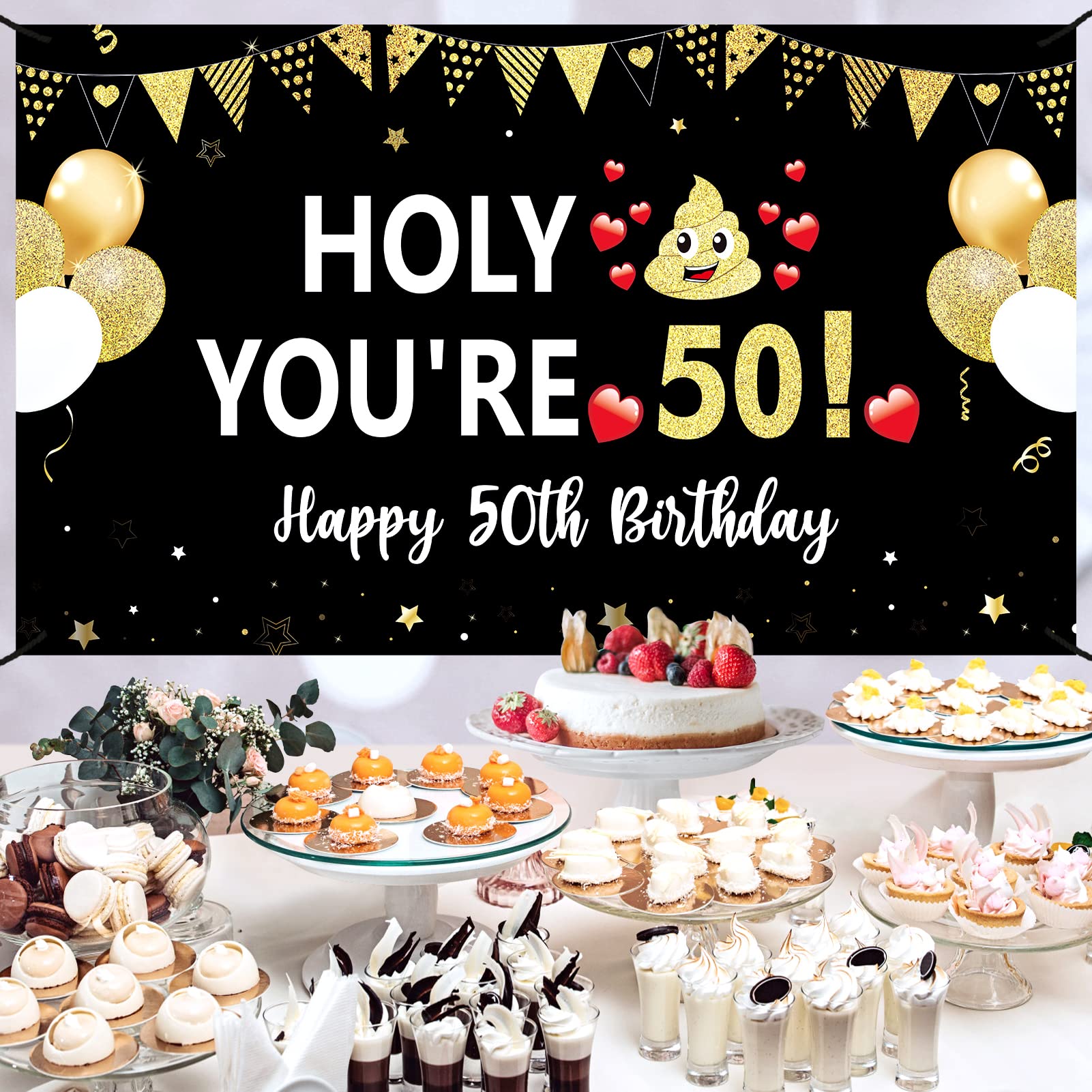 Funny 50th Birthday Banner Decorations for Men Women