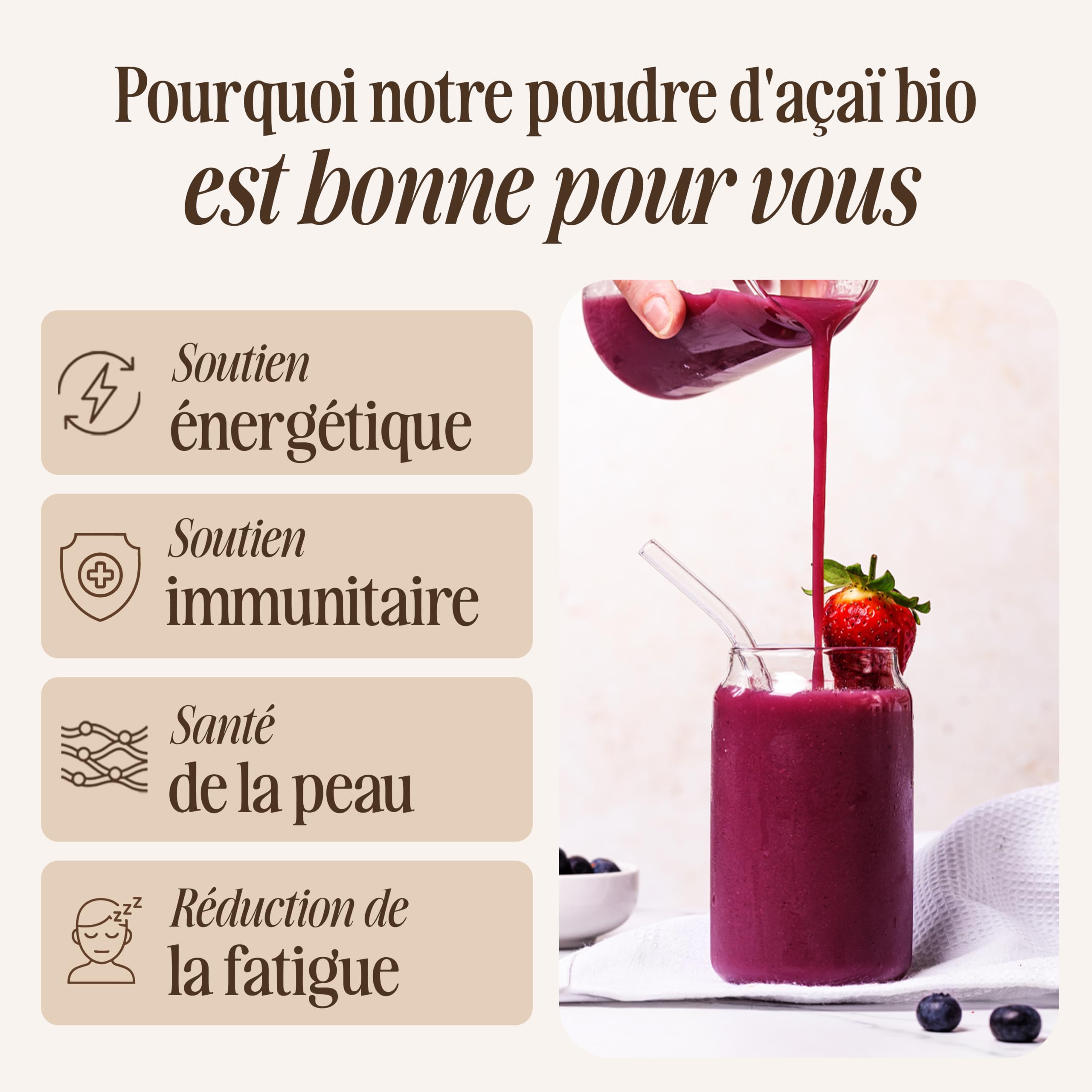 Sevenhills Wholefoods Poudre De Baie D'Açaï Bio 500g | Lyophilisé | Brésil