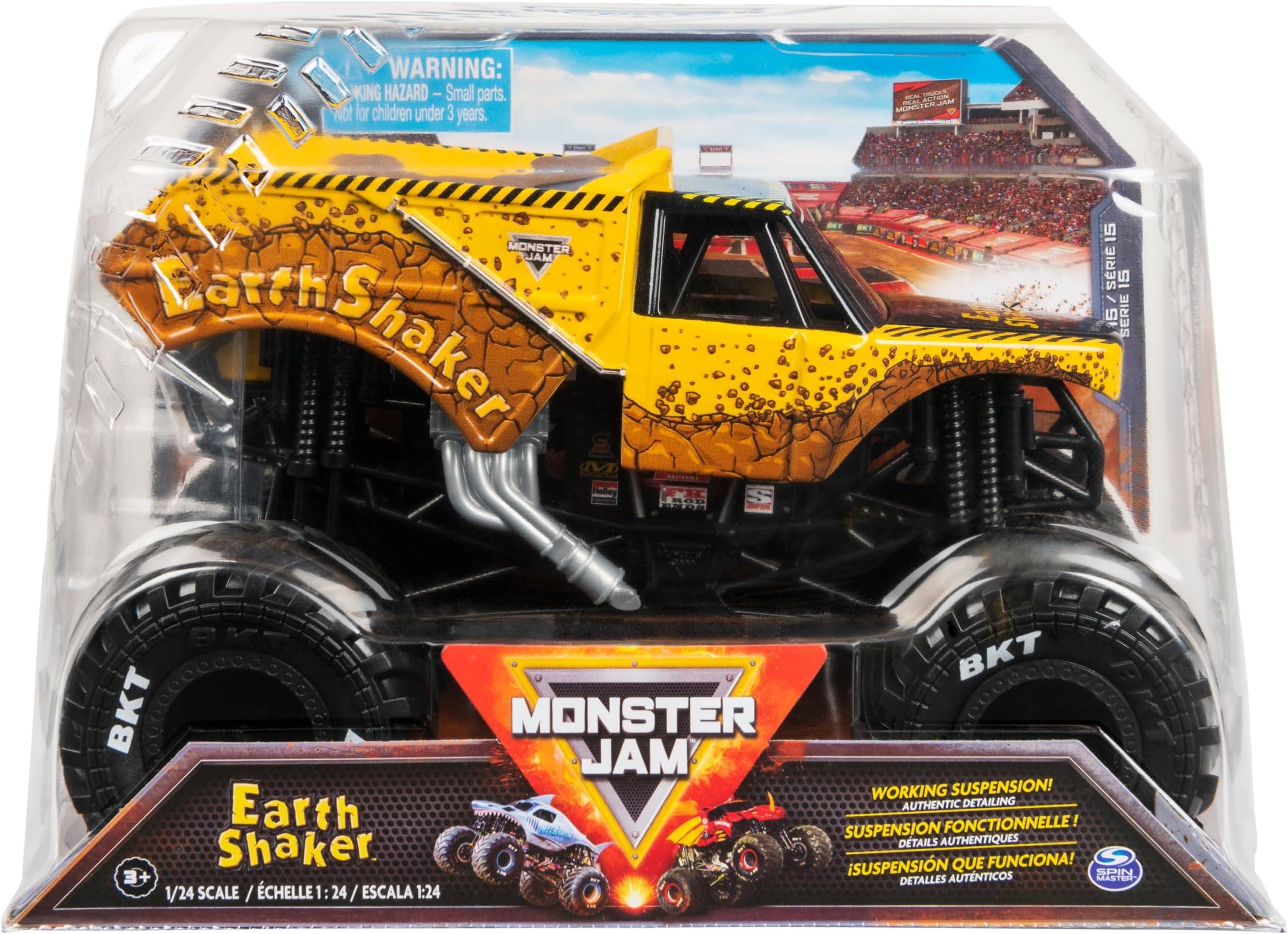 Monster Jam, Official Earth Shaker Monster Truck, Collector Die-Cast Vehicle, 1:24 Scale, Kids Toys for Boys Ages 3 and up