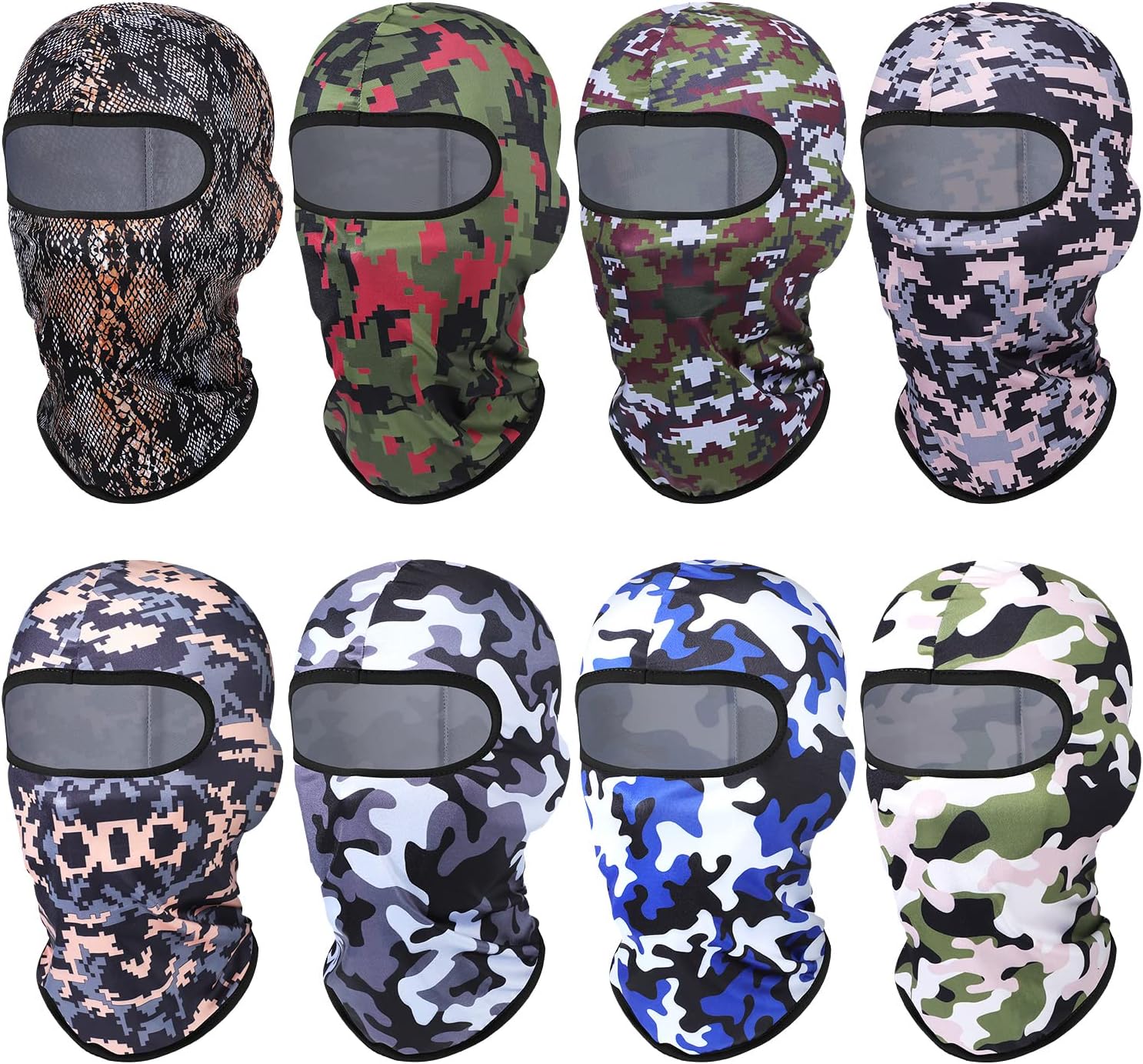 Geyoga 8 Pcs Balaclava Ski Mask Sun Protection Windproof Balaclava UV Protection Summer Full Face Covering for Outdoor Sports