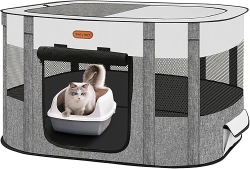 Seiyierr Corralito plegable para mascotas - Corralito para gatos y cachorros, jaula de viaje para perros con funda de transporte, tienda de campaña