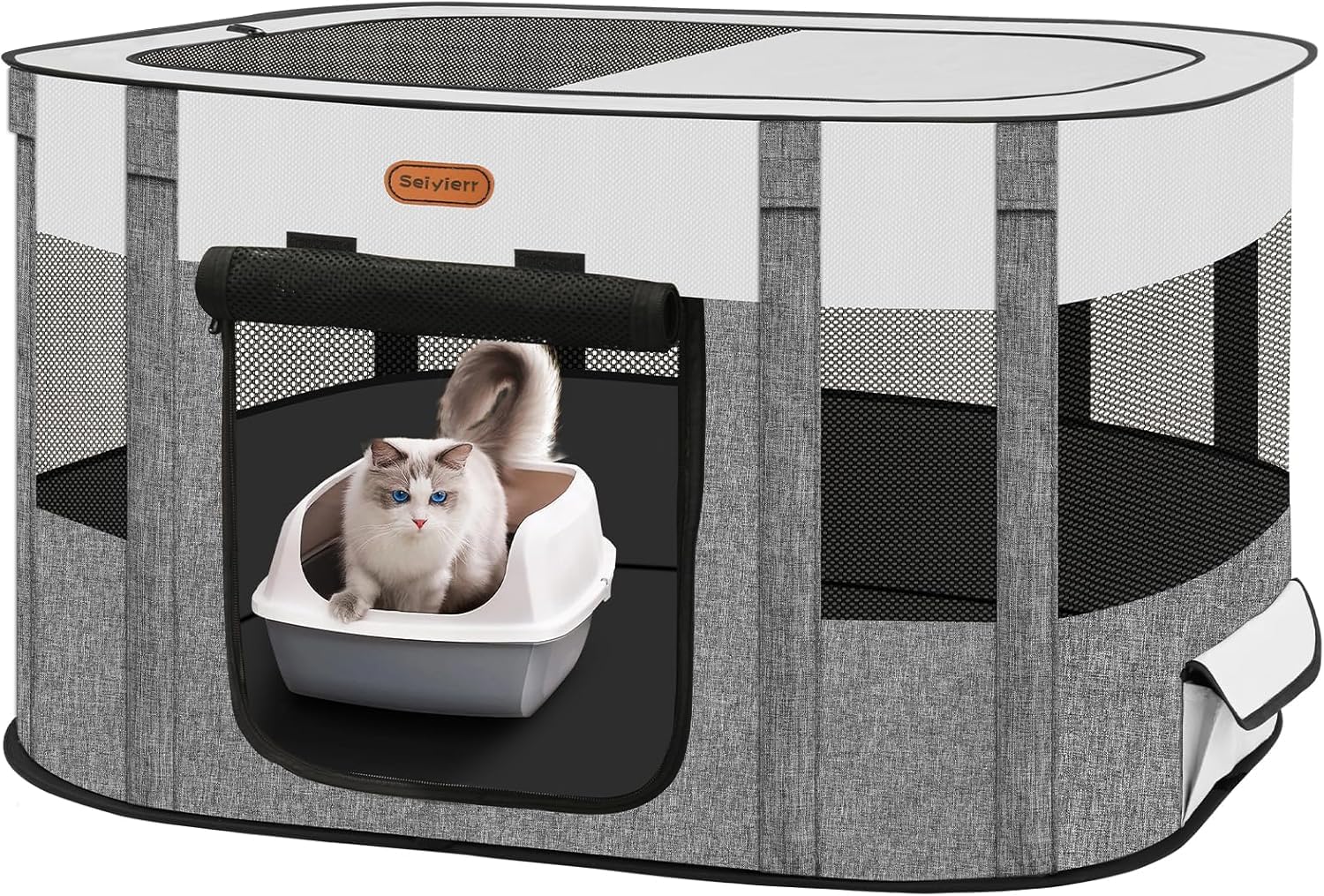 Seiyierr Corralito para mascotas, corral plegable para gatos, corralito para perros, corral de juego para perros en interiores, caja de viaje para perros con funda de transporte, tienda de campaña