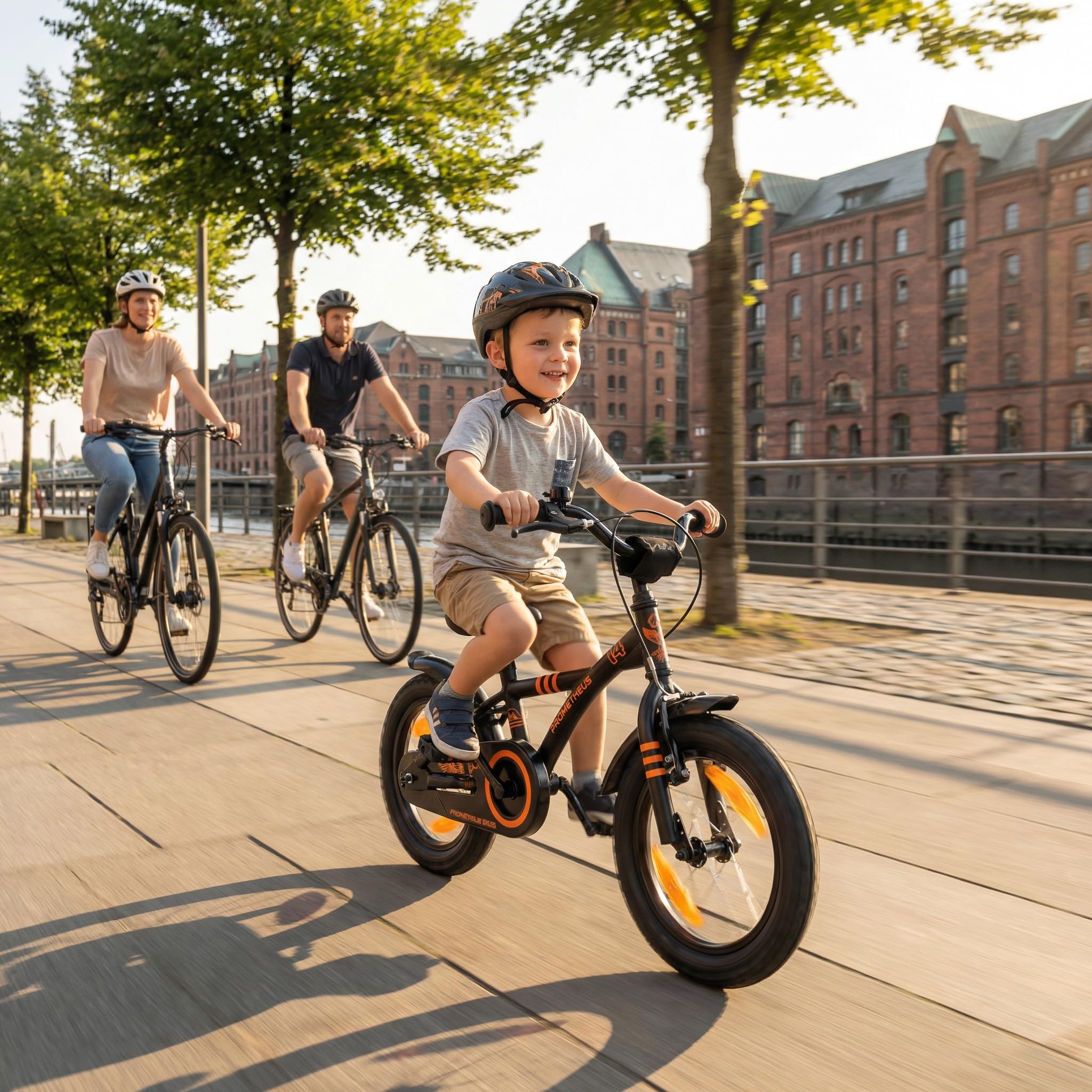 PROMETHEUS BICYCLES Velo Enfant 4 Ans Garcon vélo Fille 14 Pouces a Roulette pour 3 a 5 Ans - BMX en Noir Mat Orange