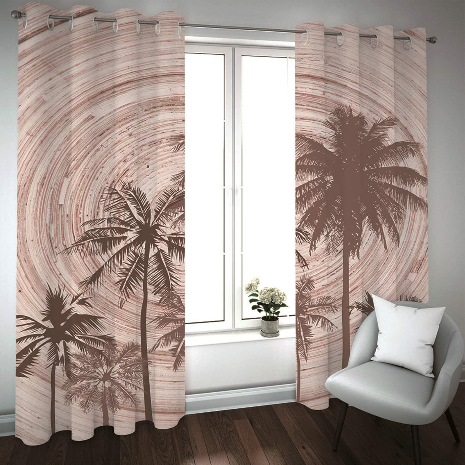 Daesar Zasłony poliestrowe sypialnia 130 x 183 cm zasłony na okna palma zaciemniająca zasłona do sypialni brązowe zasłony salon 2 panele