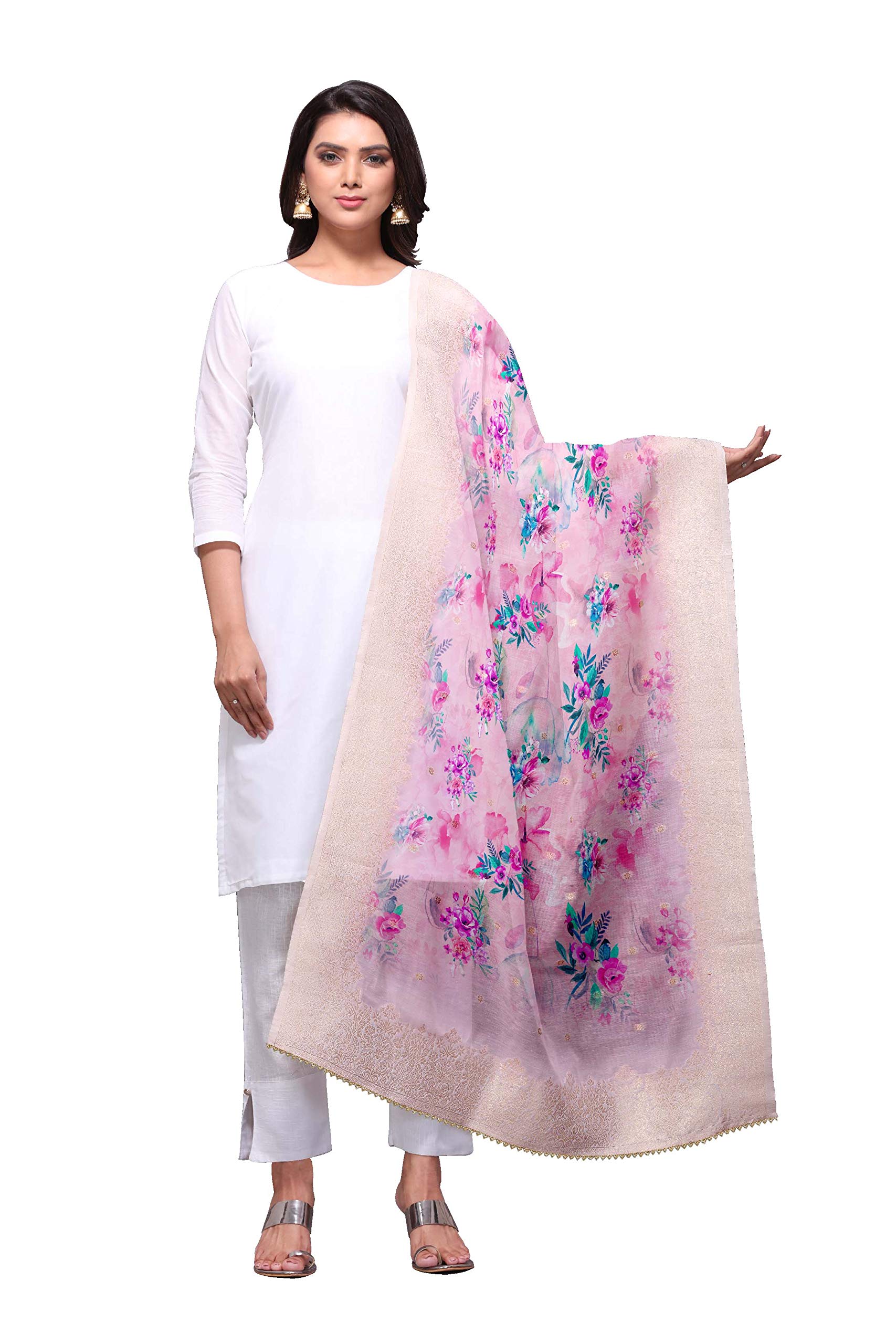 sameeha Jacquard Banarasi Silk Floral Dupatta For Women (Free Size)-picture-39