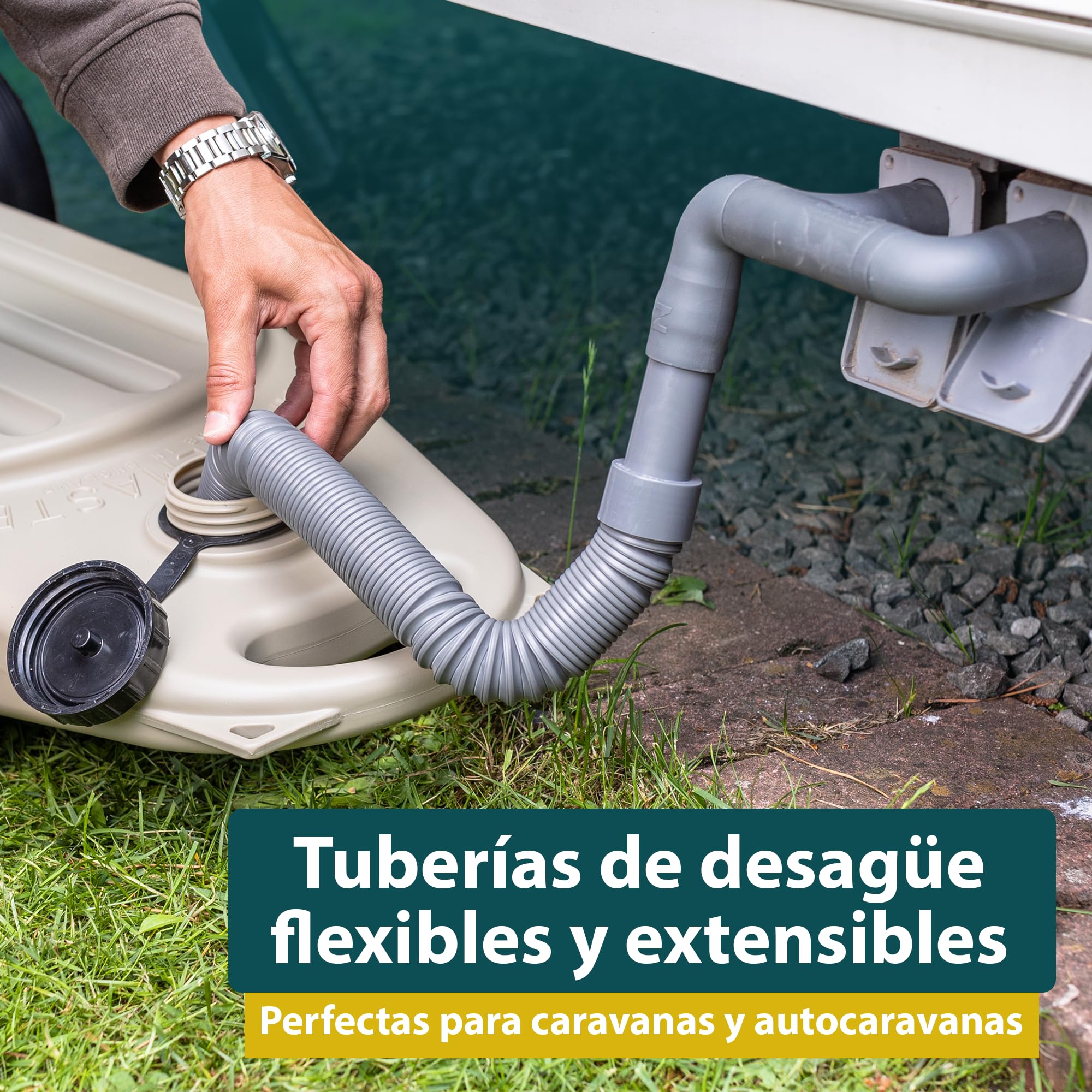 Colapz Tubo Flexible para Desagüe de Aguas Grises - 4 Mangueras Extensibles hasta 1m - Caravanas y Autocaravanas Accesorios