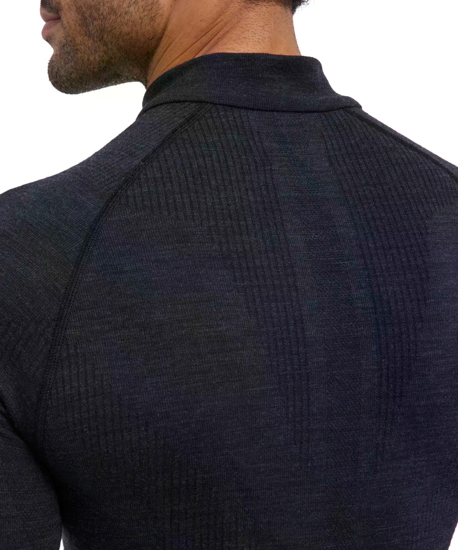 FALKE Mężczyźni Warstwa podstawowa (góra) Wool-Tech High Zip Neck M L/s Sh wełna materiał funkcjonalny szybkoschnące ciepłe 1 Sztuka, Czarny Black 3000, XXL