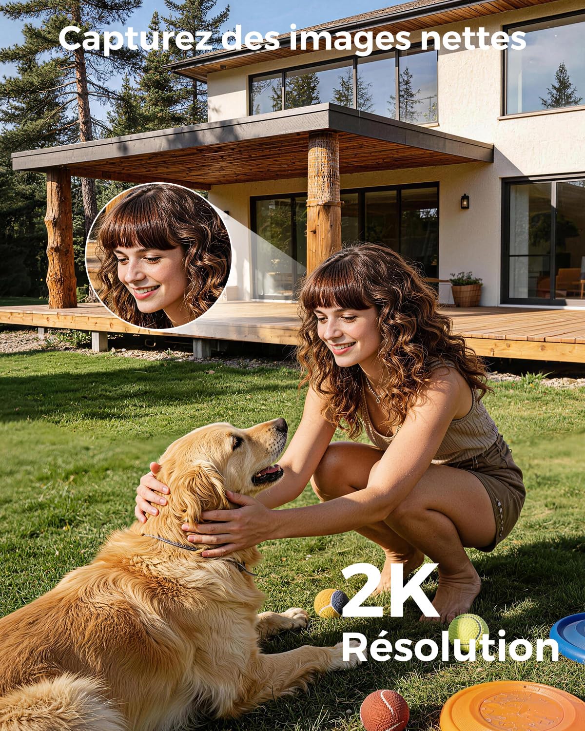 Reobiux 2K Camera Surveillance WiFi Exterieure avec Double Objectif, 2.4/5GHz Caméra Extérieur avec Vision Nocturne Couleur, Détection de Mouvement, Audio Bidirectionnel, Stockage SD/Cloud, IP66