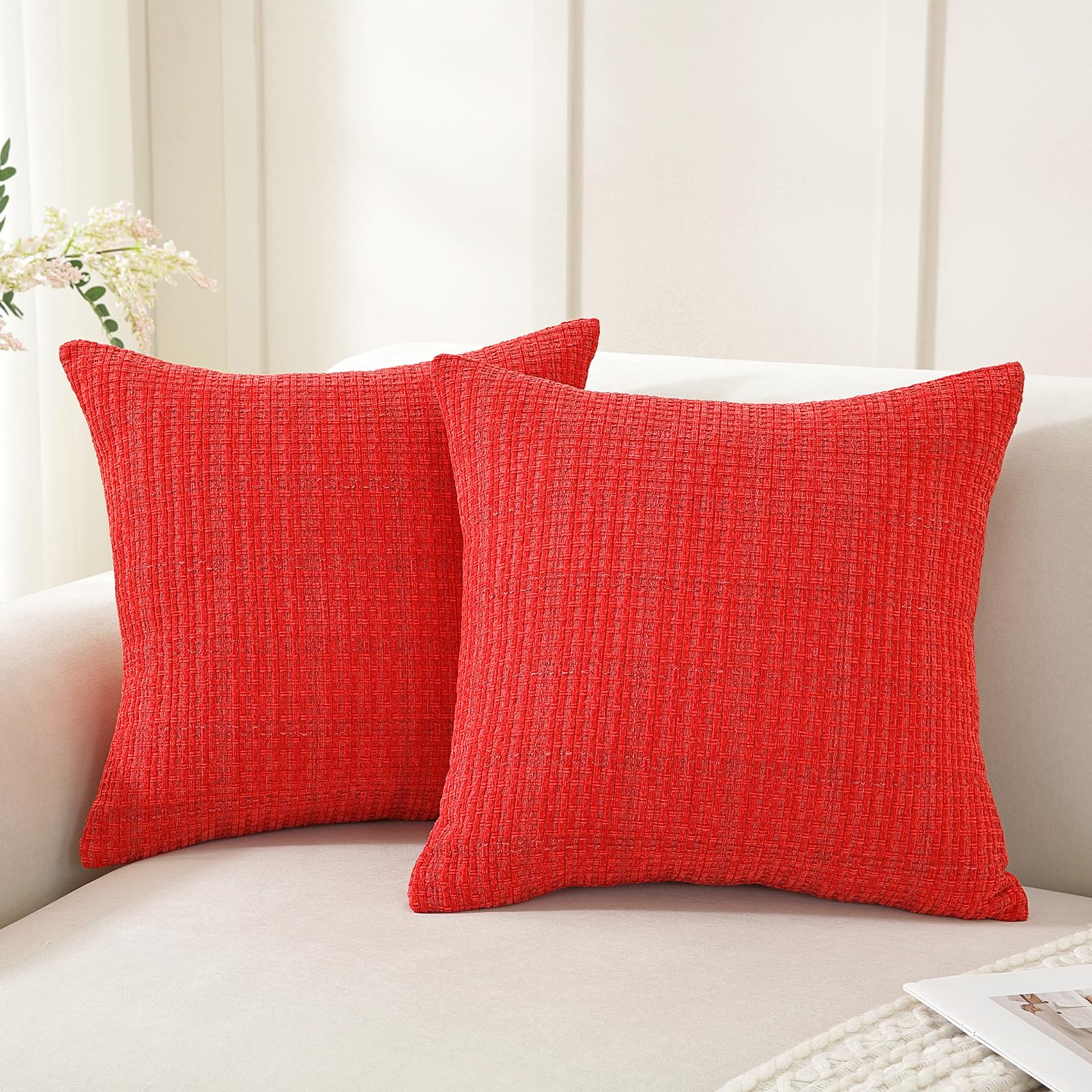 YSTELLAA Juego De 2 Funda Cojin 50x50, Suave Y Duradera Fundas Cojines con Cremallera, Fundas De Cojines para Decoración del Hogar Sofá Dormitorio, Naranja — view 18
