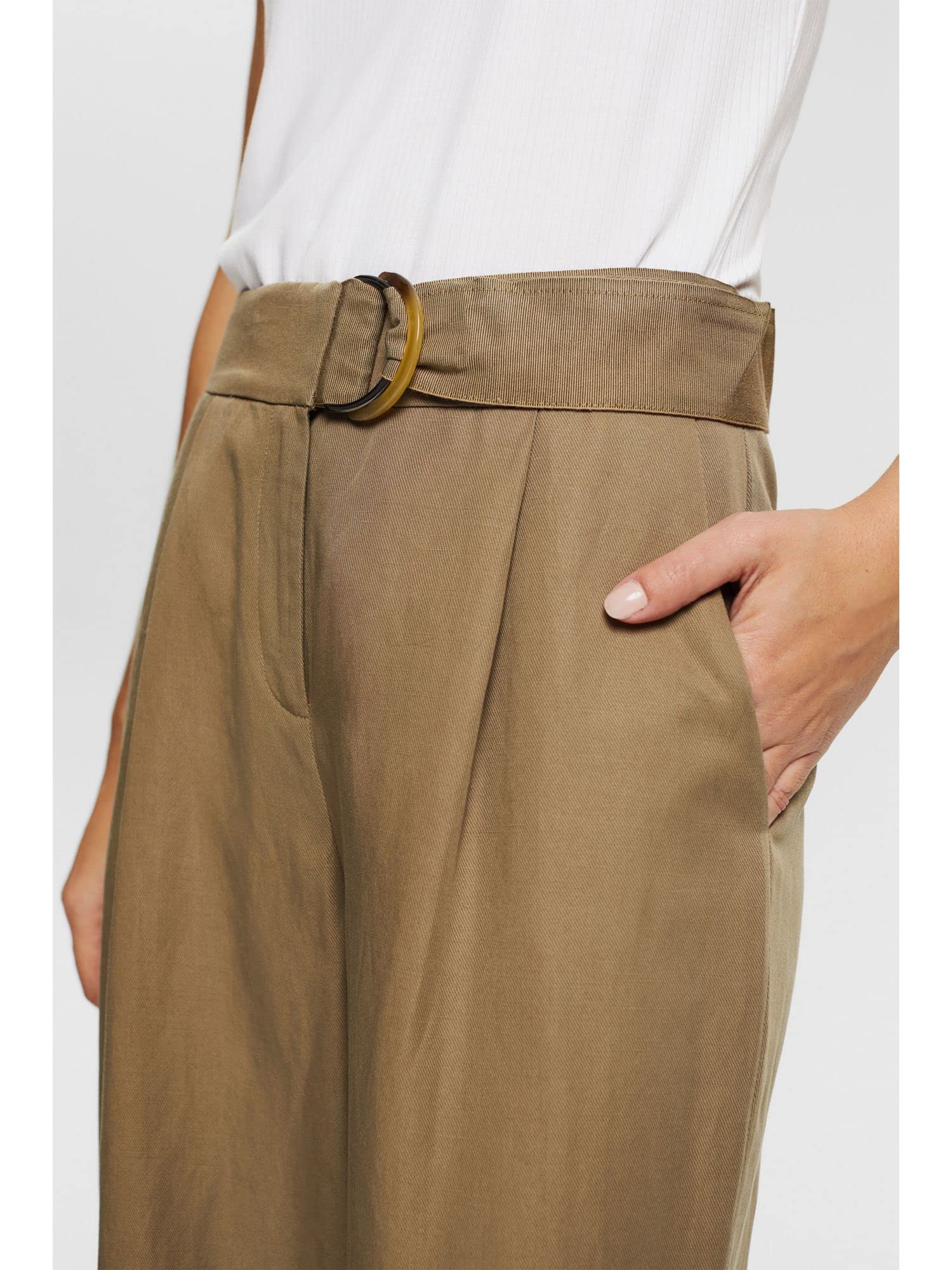 ESPRIT 032EO1B302 Pantalons, 350/kaki Vert, 32W x 32L Femme