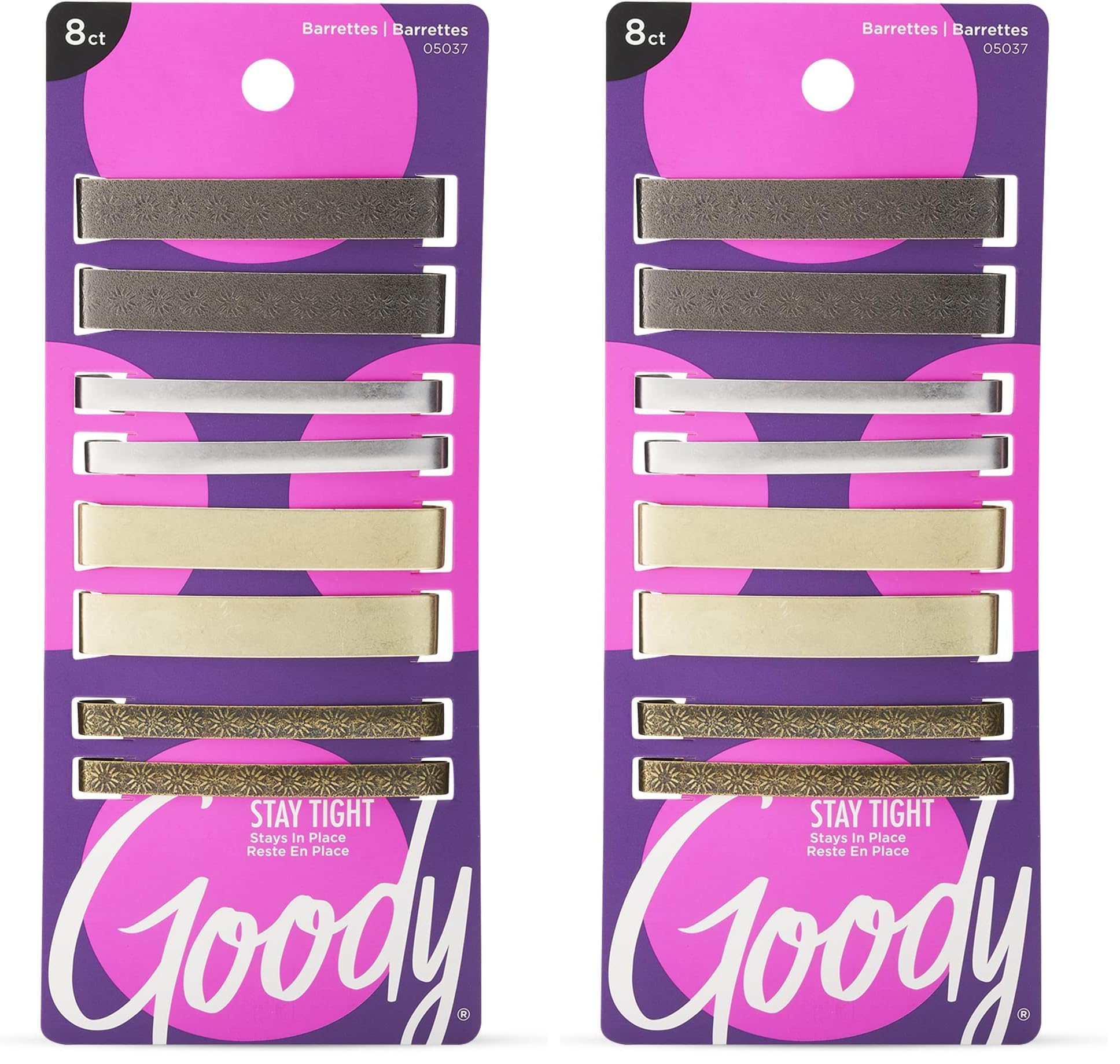 Goody Hair Barrettes Clips - 8 Count, Assorted Colors - Slideproof and Lock-In Place - Suitable for All Hair Types - Pain-Free Hair Accessories for Men, Women, Boys, and Girls - All Day Comfort