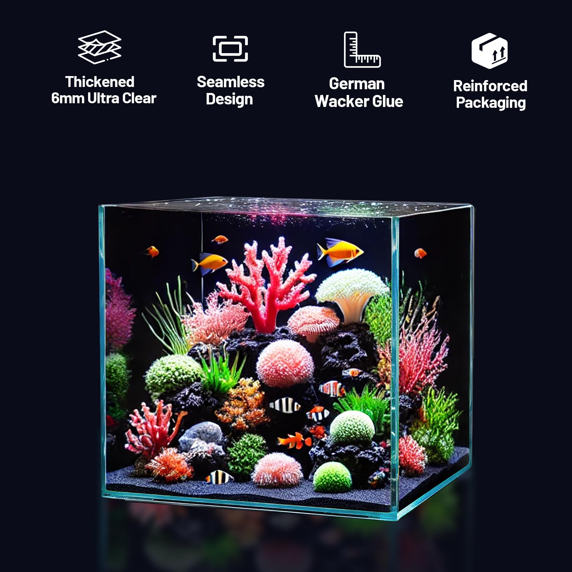 Ultra Clear Glass Fish Tank 6.5 Gallon, 6mm Thickened Rimless