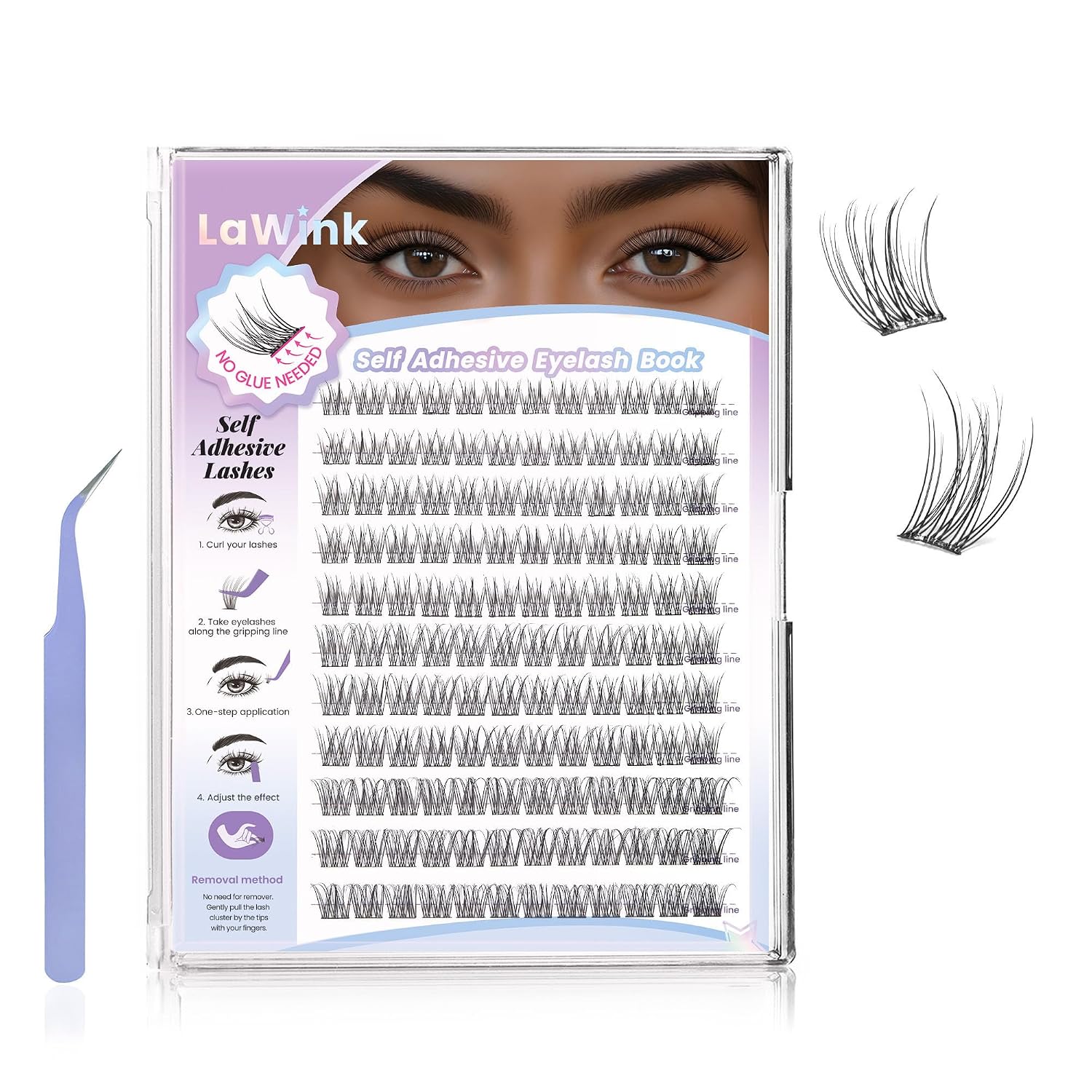 Self Adhesive Lash Clusters 132pcs Natural Eyelashes Clusters No Glue Needed Lash Clusters 10-16MM C curl Wispy look Press On Lashes Pre Glued Eyelash Clusters Easy to Apply Beginner Friendly