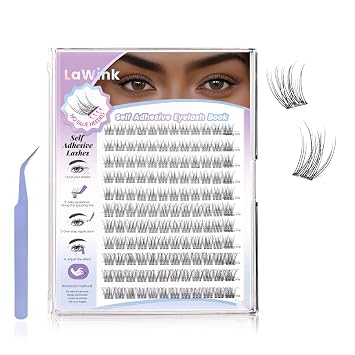 Self Adhesive Lash Clusters 132pcs Natural Eyelashes Clusters No Glue Needed Lash Clusters 10-16MM C curl Wispy look Press On Lashes Pre Glued Eyelash Clusters Easy to Apply Beginner Friendly