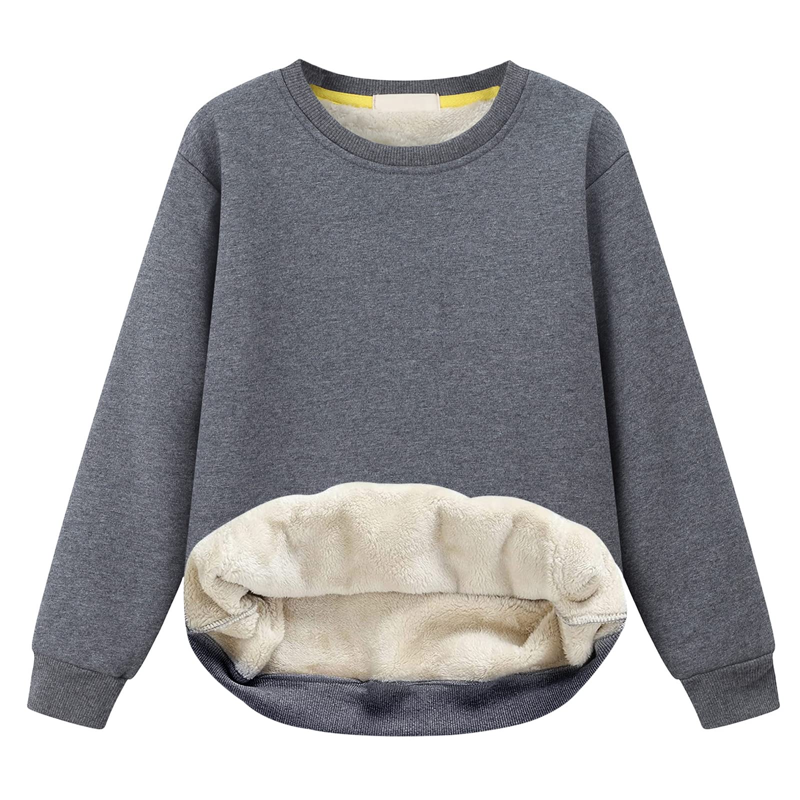 Girls Sweatshirt Kids Fleece Lined Sweatshirts Winter Warm Sherpa Crewneck Pullover