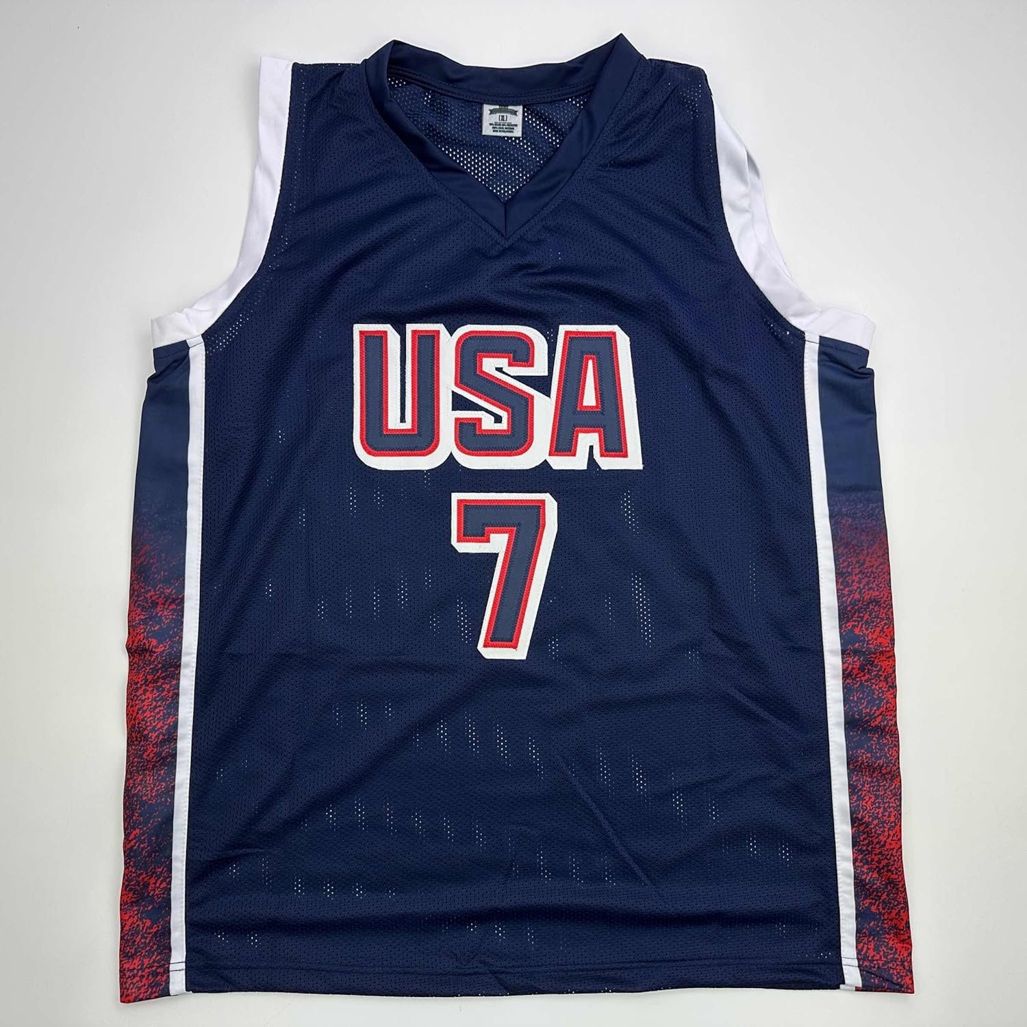 Facsimile Autographed Kevin Durant 2024 United States Team USA Blue Reprint Laser Auto Basketball Jersey Size Men's XL - Image 3