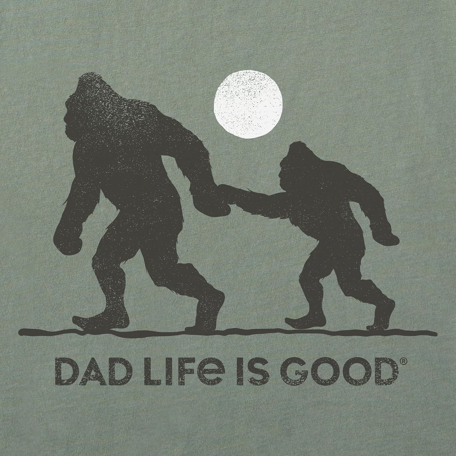 Life is Good Men's Father's Day Crusher-Lite Tee Shirt, Short Sleeve Cotton Graphic T-Shirts, Bigfoot Dad Life, Moss Green, M