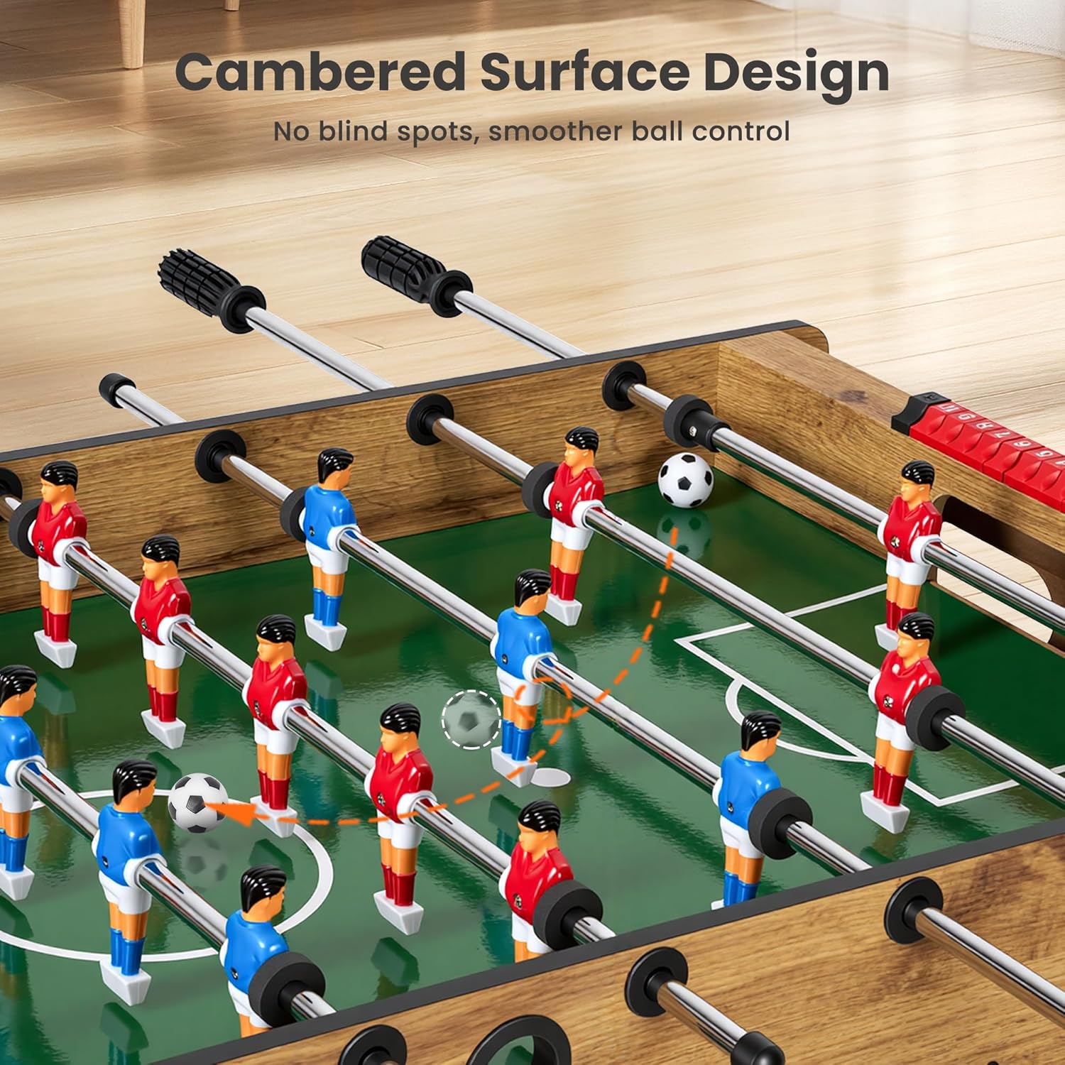48” Foosball Table, Competition Sized Game Table with Adjustable Table Leg Support, 3 Balls for Adult, Home, Game Room