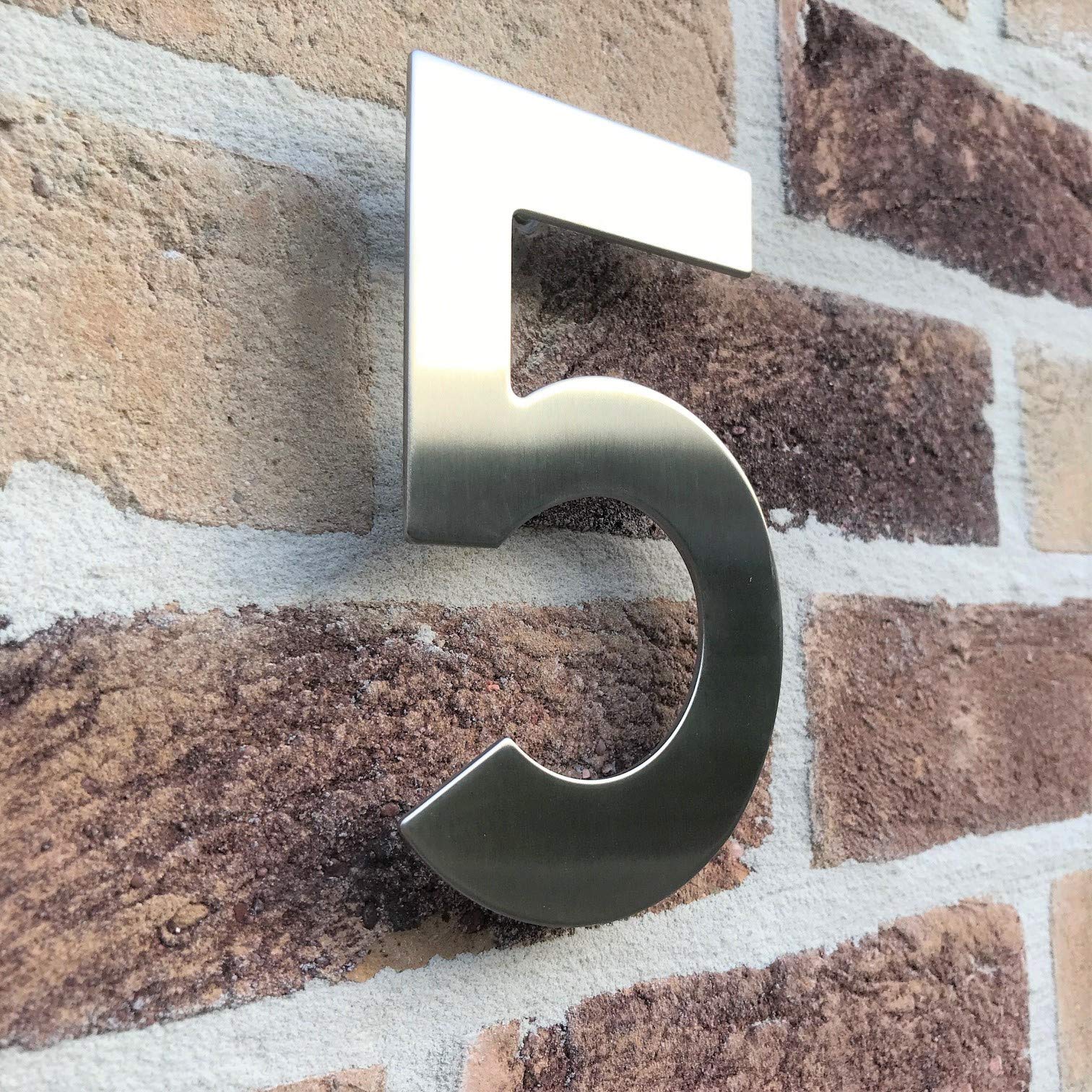 House or Apartment Number, Brushed Stainless Steel Number (Grade 304), Matching Stainless Steel Fixings, Height 15 cm - Image 2
