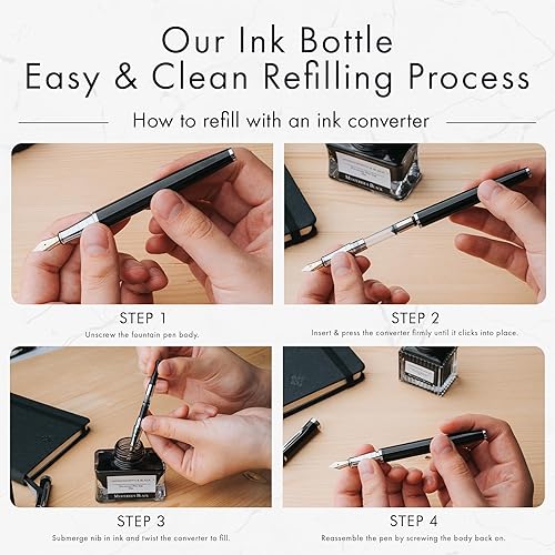 Vista 26 de Wordsworth and Black - Botella de tinta para pluma estilográfica (1.7 fl oz), edición de lujo premium, [morado lavanda] tinta embotellada; botella