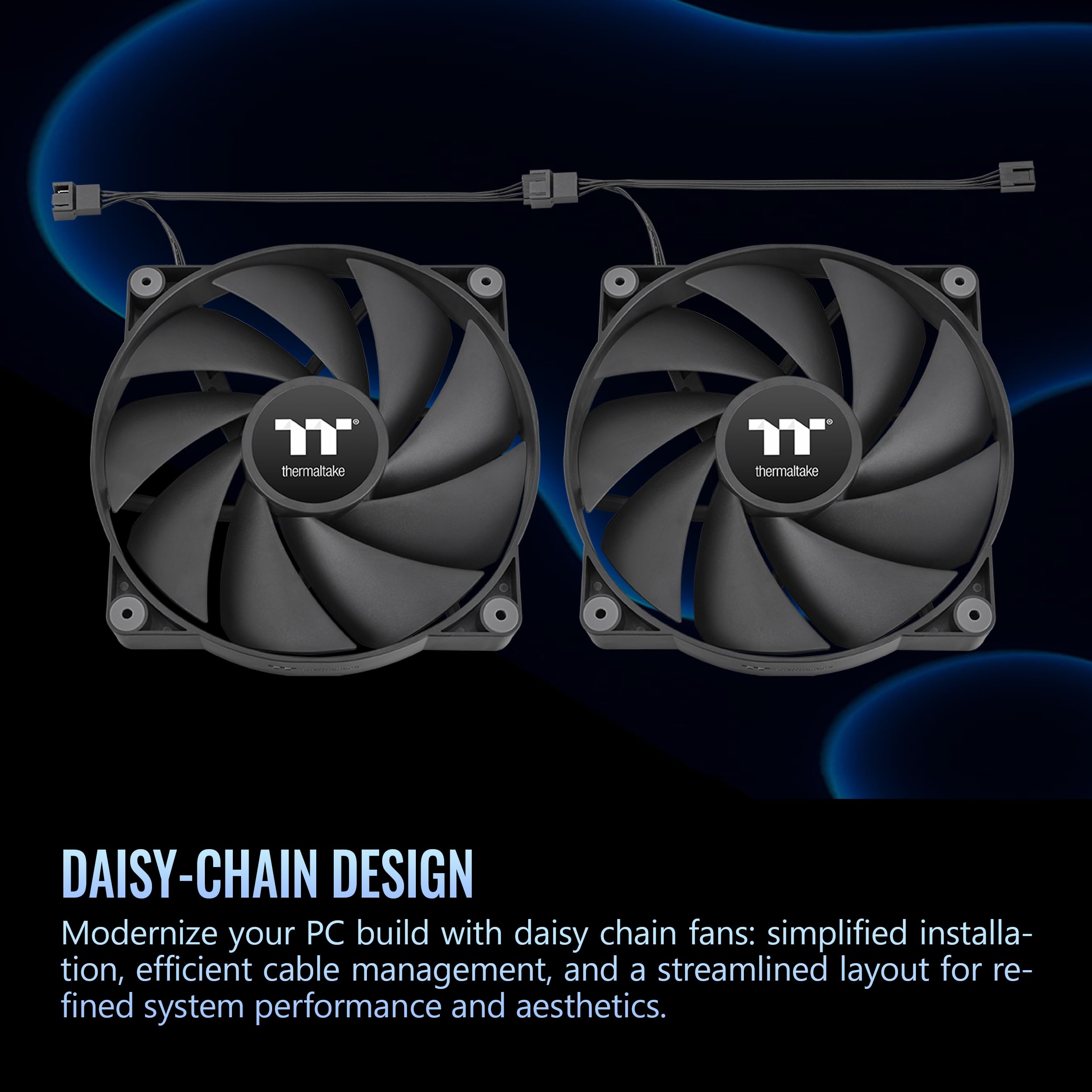 Thermaltake CT200 PWM Ventilateur Single Pack, PWM contrôlé 500~900 tr/min, débit d'air 131,6 CFM, roulement hydraulique, ventilateur de boîtier, 200 mm x 200 mm x 30 mm, noir, CL-F177-PL20BL-A
