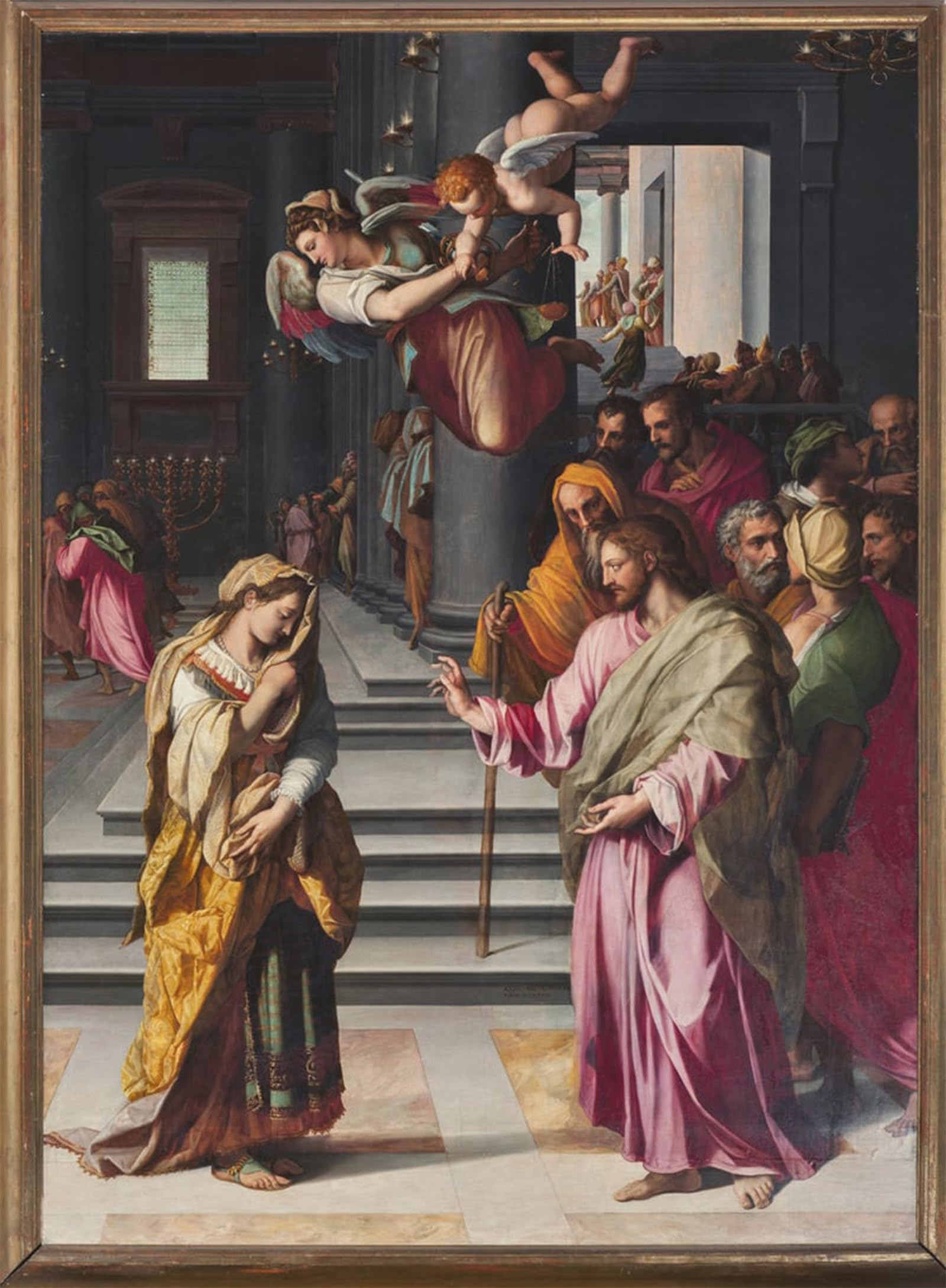 ARTXLXXBN Famous Prints Artwork Pictures Poster Painting Art Jesus and the Woman Taken in Adultery by Alessandro Allori Artwork Landscape Pictures for Home Decor 60x90cm