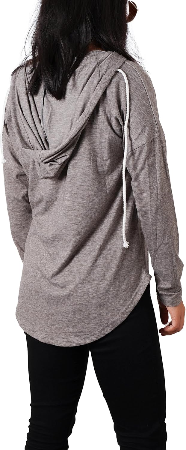 Women Lightweight Hoodie V Neck Long Sleeve Casual Loose Fit Sweatshirts Pullover Tops - Image 4