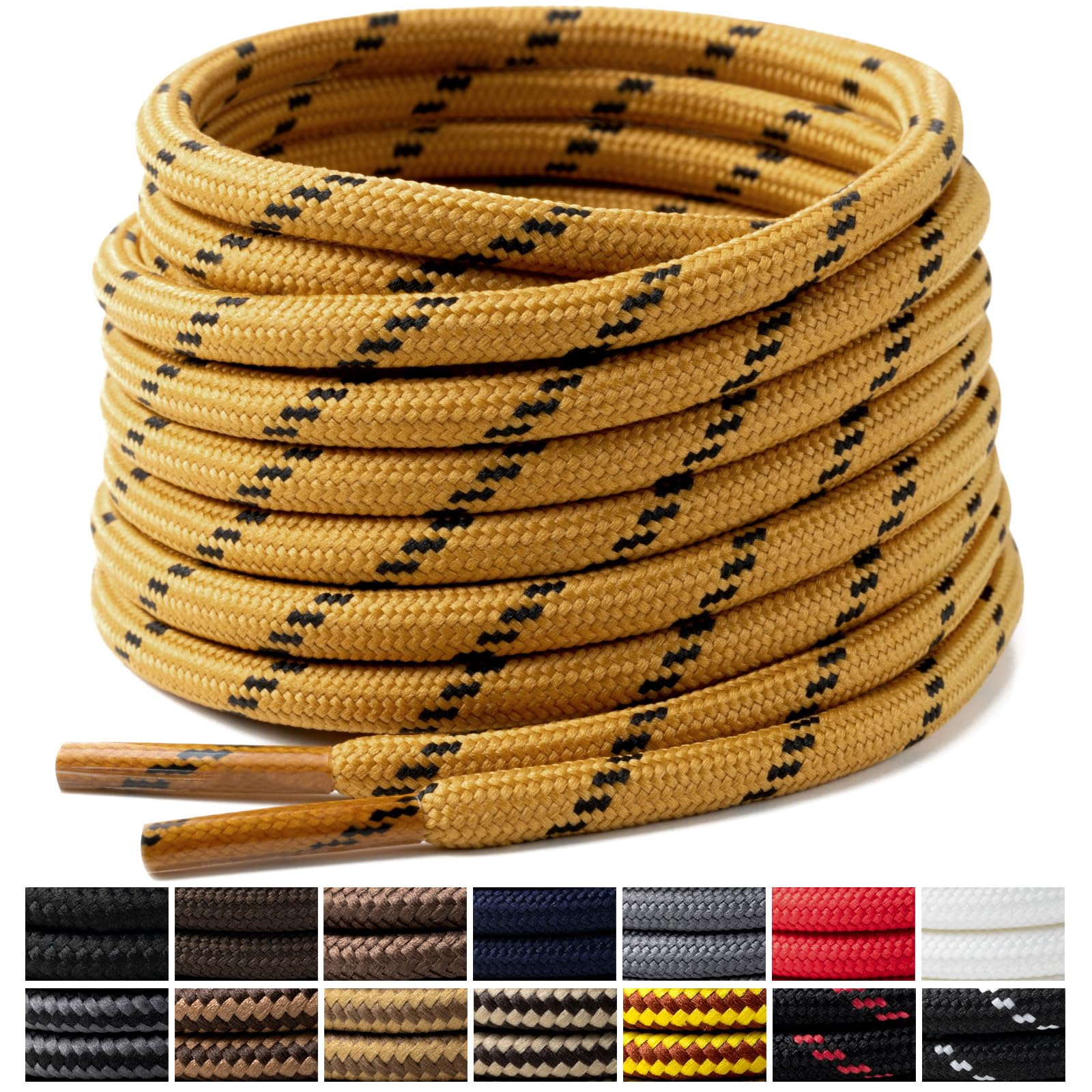 [Handshop] 2足分丸紐靴紐4mm 耐久性登山靴ハイキング(ブラウン/ブラック、160cm)