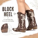SheSole Femmes Floral Brodé Strass Western Cowgirl Cowboy Bottes Wide Calf Pays Bottes de mariage Brown