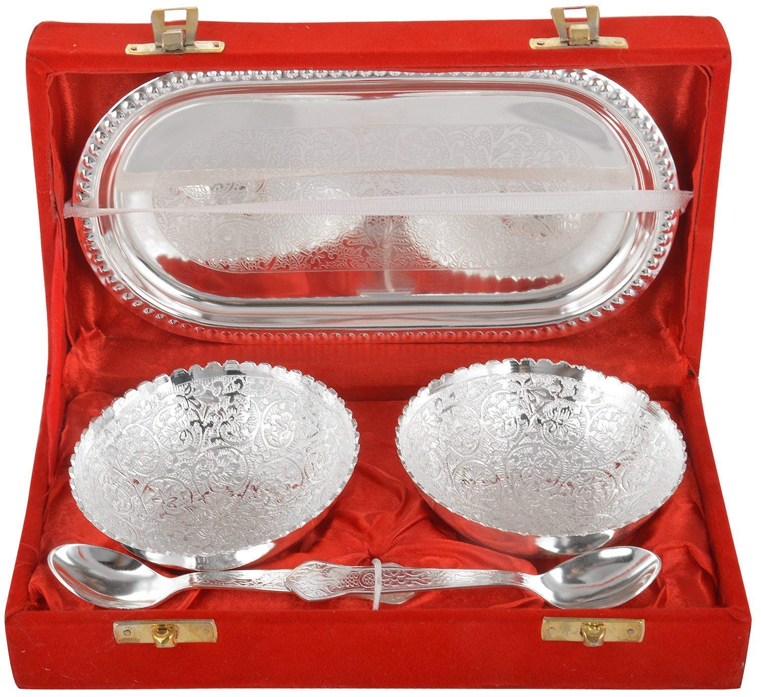 Sponsored Ad - JAIPUR ACE German Silver Bowls and Spoon with Tray Set, Best for Anniversary, Birthday Return Gift, 150 ML