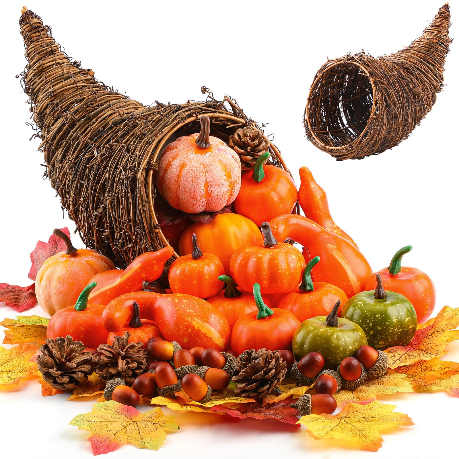 Fall Cornucopia Basket Fall Table Centerpieces 13.78'', Rustic