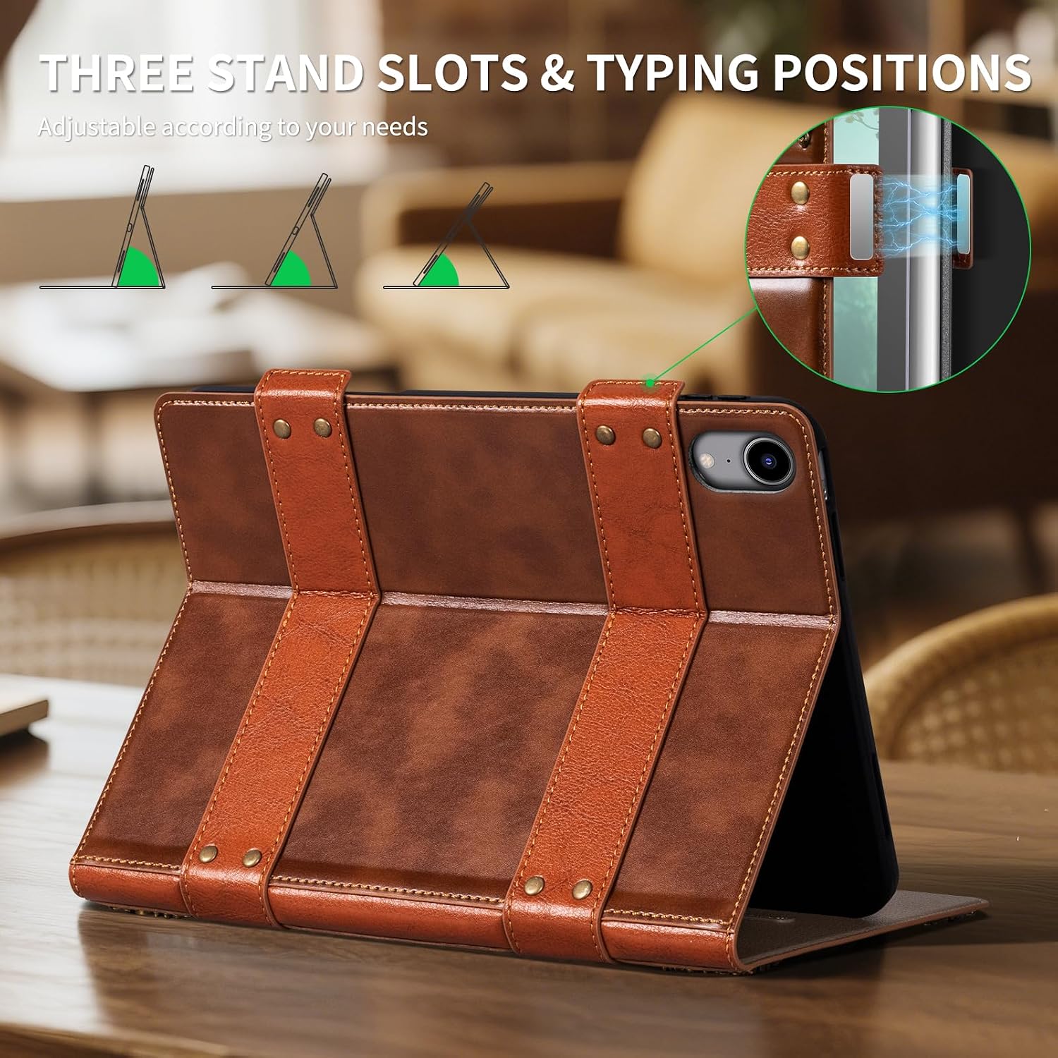 for iPad mini 7 A17 Pro Case/iPad mini 6th Gen 8.3 inch 2024/2021 Leather Protection Cover Protective Shell,Built-in Pencil Holder with Auto Wake/Sleep.Yellow Brown