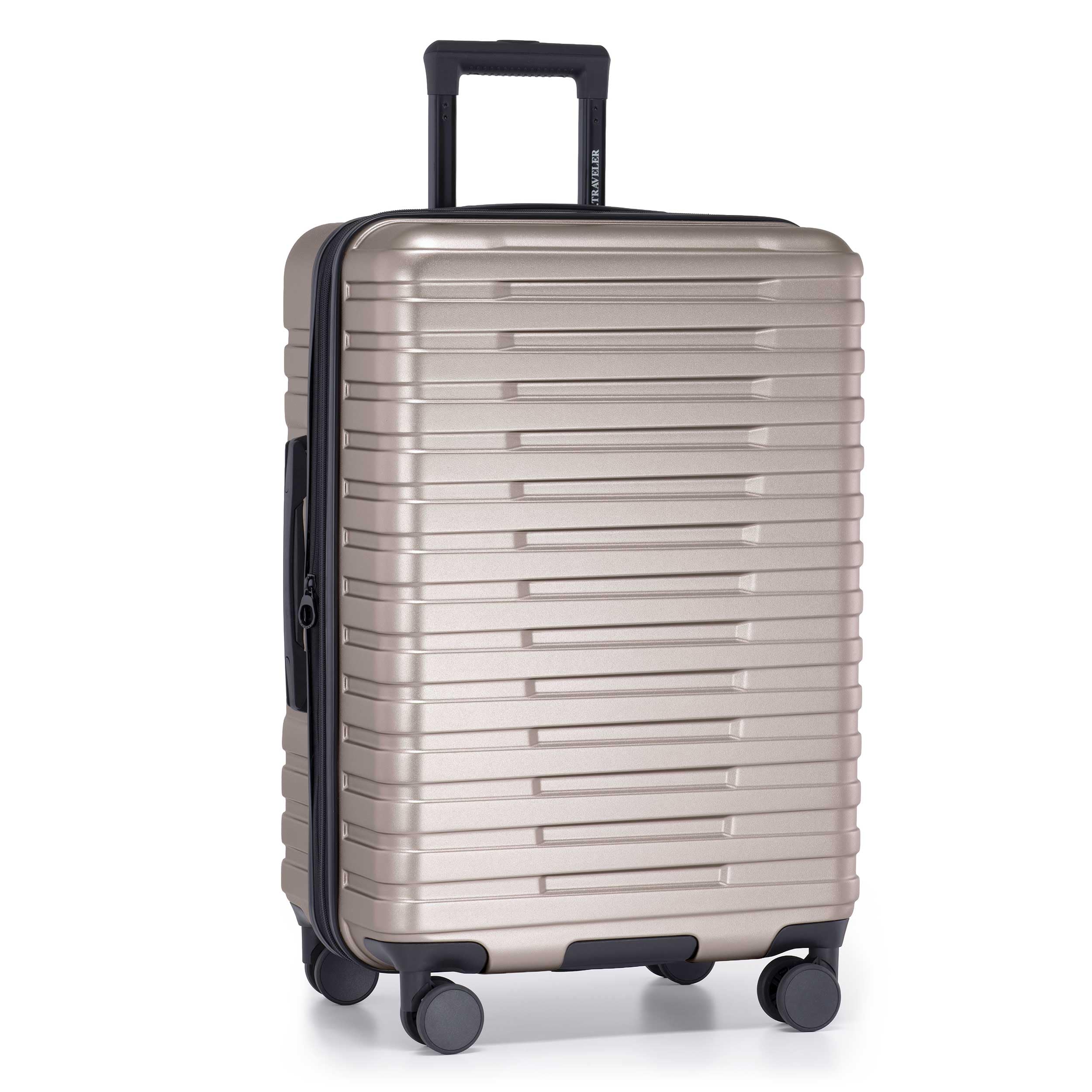 Boren Expandable Hardside Rugged Travel Luggage with 8 Spinner Wheels, Champagne, Checked…