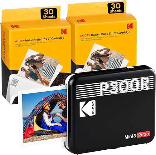 KODAK Mini 3 Retro 4PASS Imprimante Photo Portable (7,6x7,6cm) -