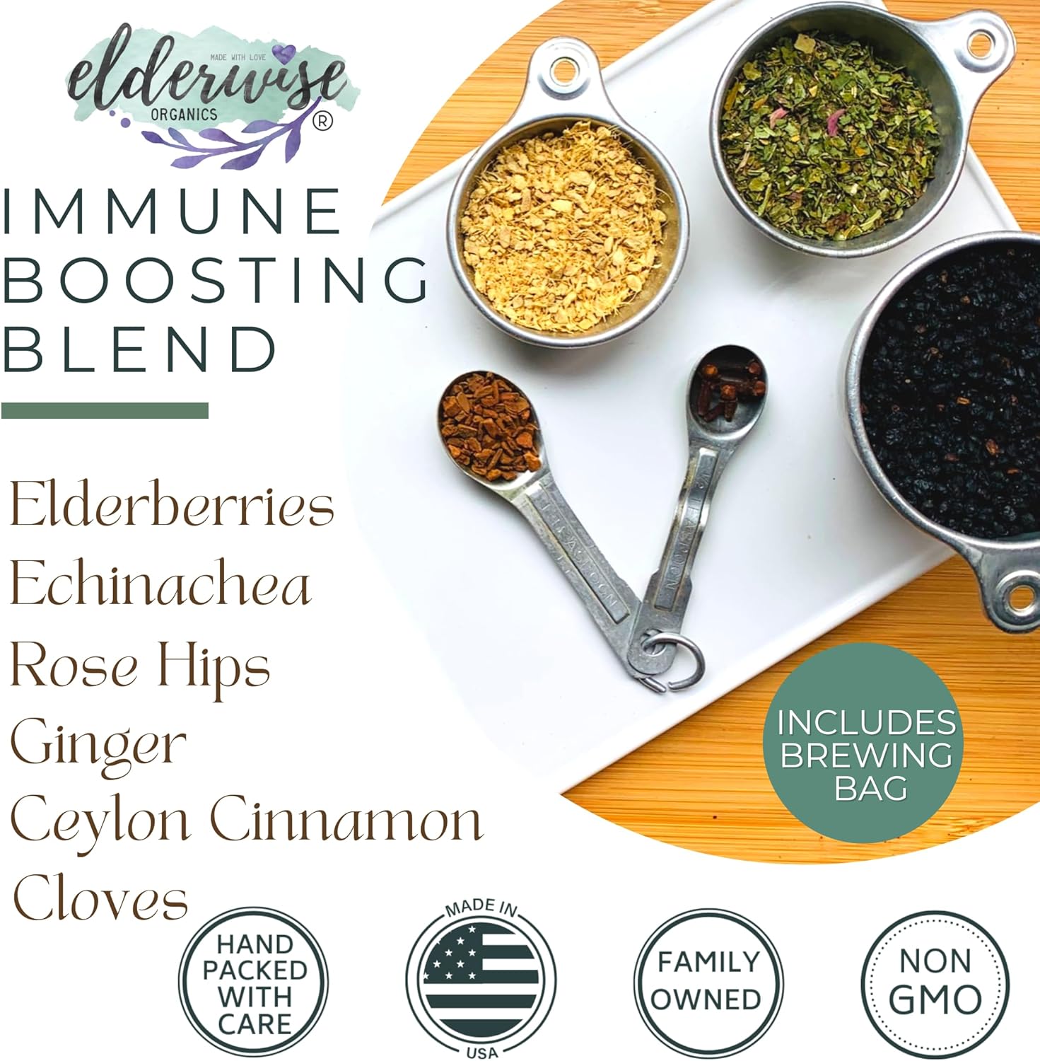 Elderwise Organic Elderberry Syrup Kit - Easy to Use, DIY Elderberry Syrup Making Kit with Elderberries ,Rosehips, Ginger, Echinacea, Cinnamon, and Cloves, Makes 32oz of Syrup, Brewing Bag Included - Image 4