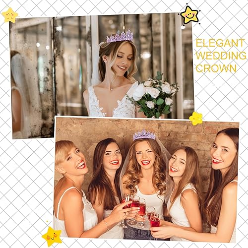 Miniatura 5 de Tiaras para niñas, coronas de cumpleaños de KICOSY para mujeres, diadema de tiara de princesa con diamantes de imitación de cristal, decoración de