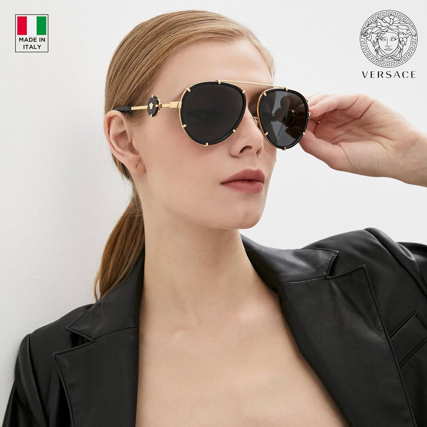 Versace VE2232 Medusa PILOT Shape Sunglasses with Luxury Eyewear kit - Image 7