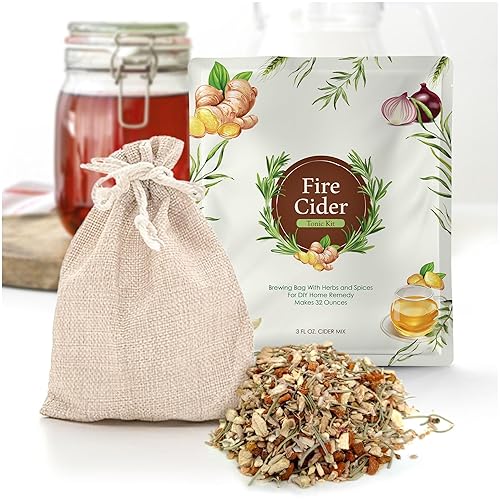 Miniatura 5 de Kit tónico de sidra de fuego, bolsa de elaboración de cerveza con hierbas y especias para remedio casero de bricolaje, hace 32 onzas