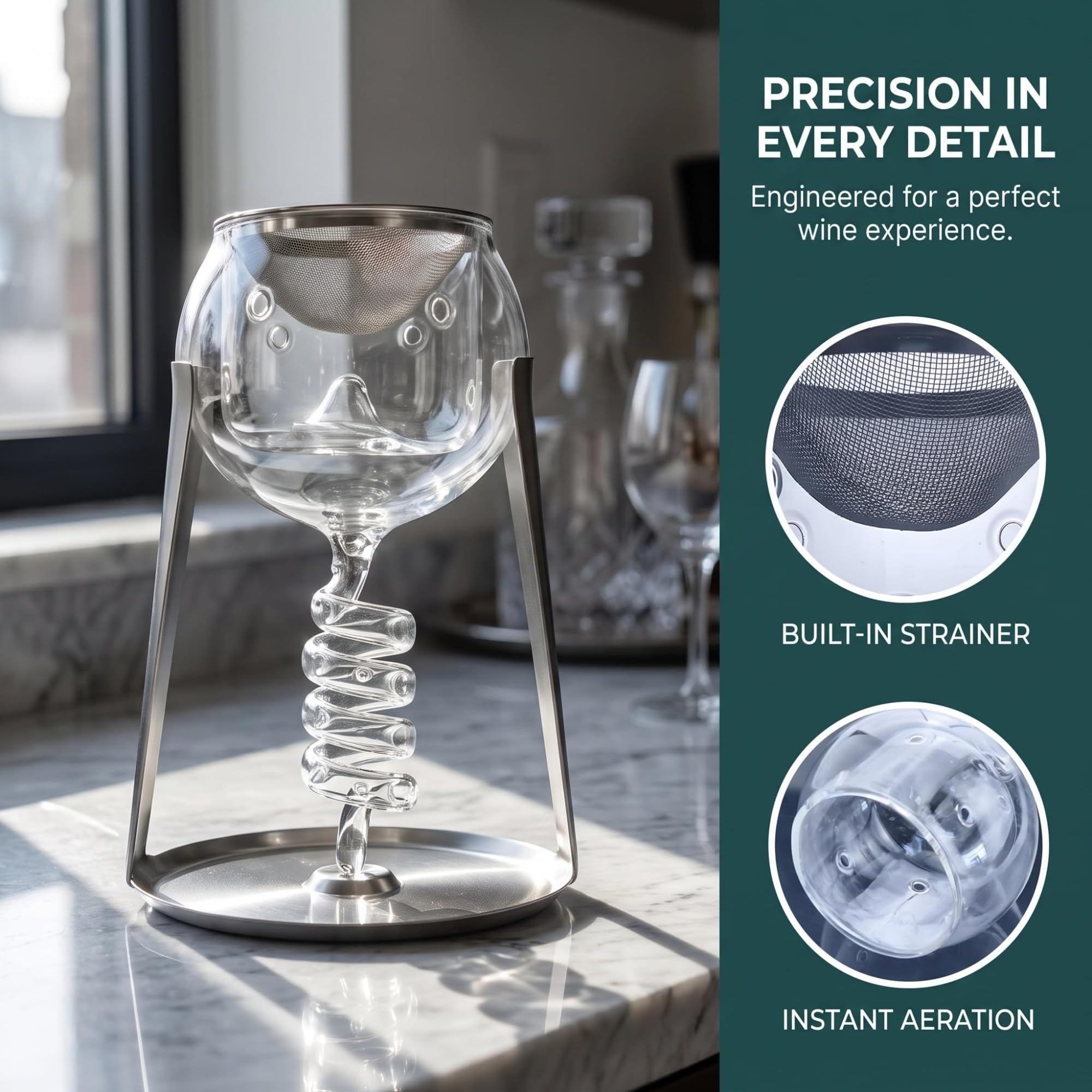 Aérateur De Vin En Verre, Décanteur Twister, Aération Lente